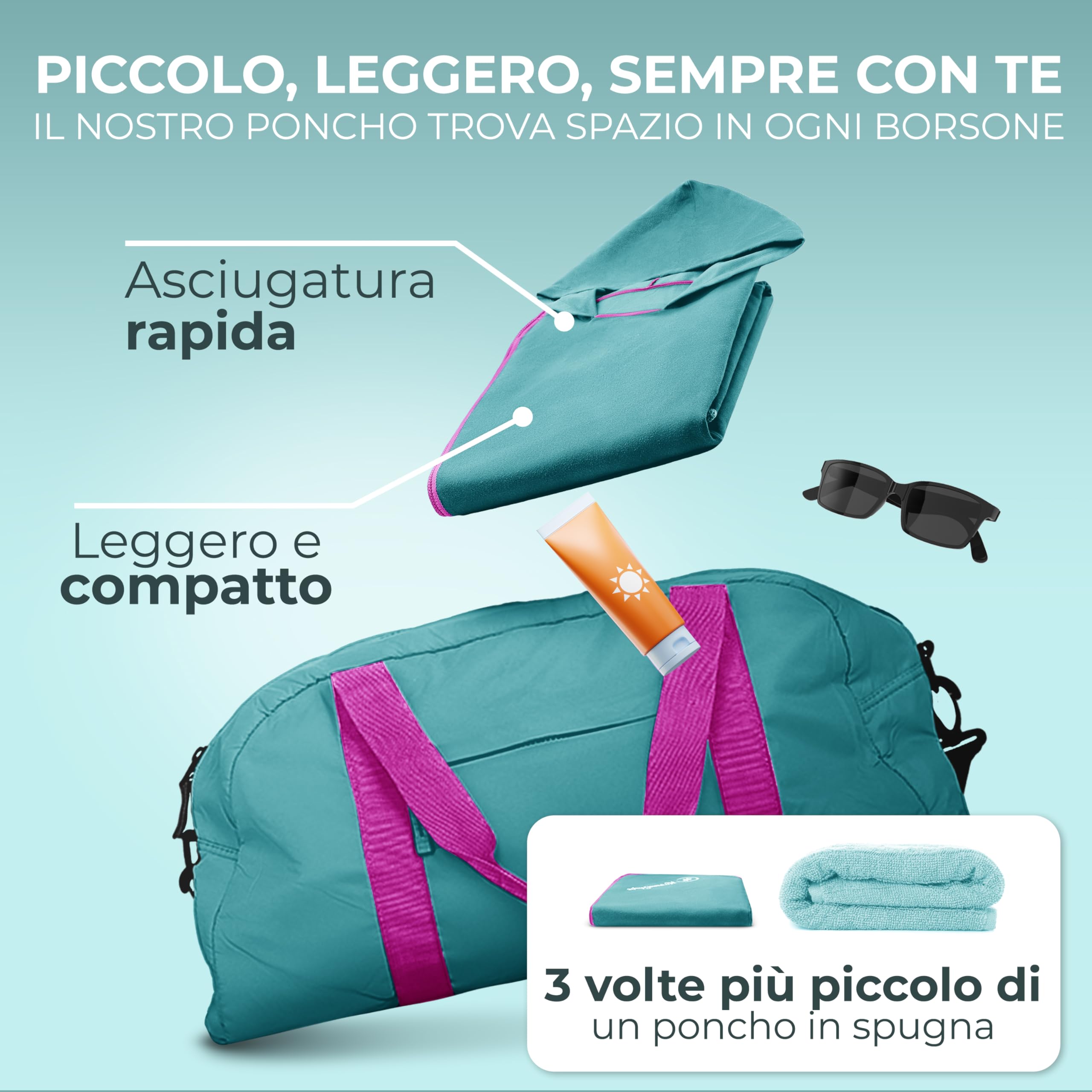 NirvanaShape Accapatoio Uomo/Donna Stile Poncho, Accappatoio Microfibra e Asciugamano Palestra, Poncho Surf ad Asciugatura Rapida, Ideale per Surf, Gite in Campeggio, Sauna, Spiaggia