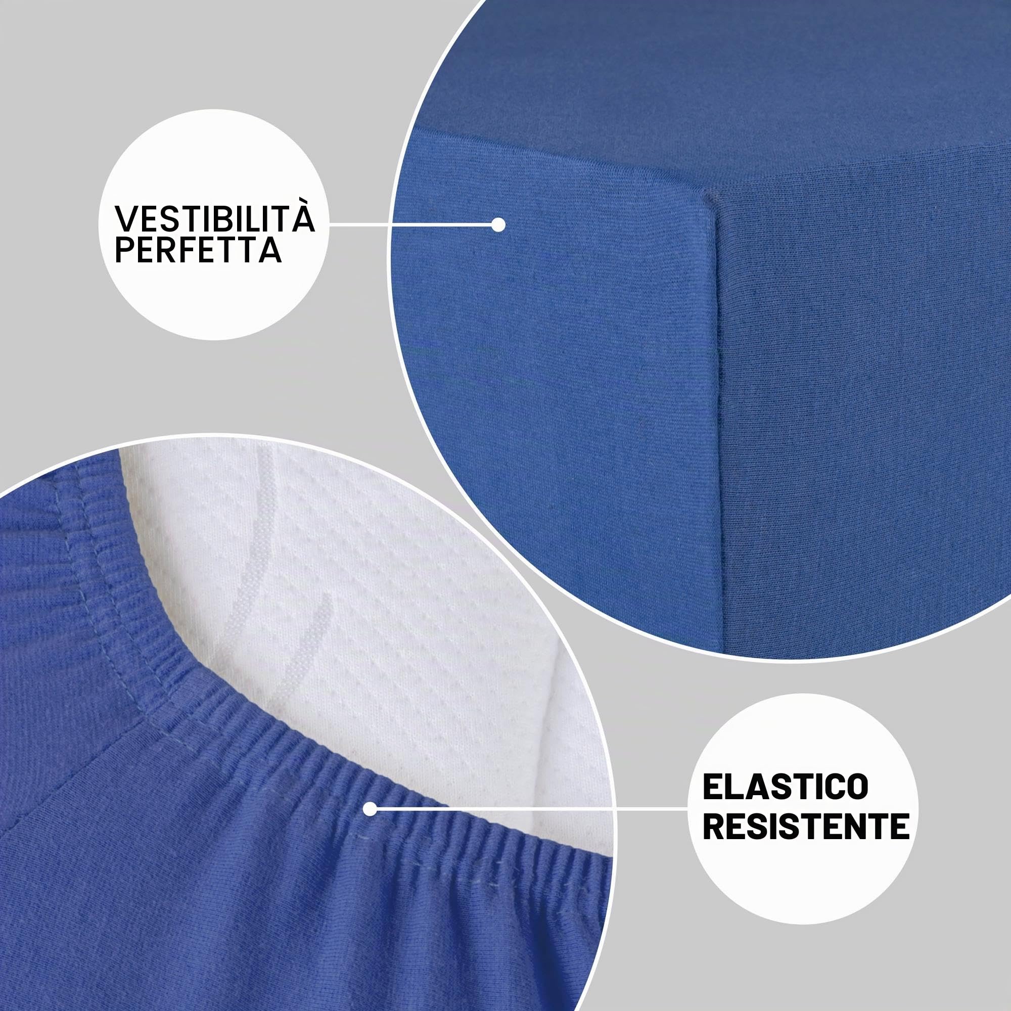 CelinaTex Lucina lenzuolo elasticizzato cotone 200x200-200x220 cm blu royal