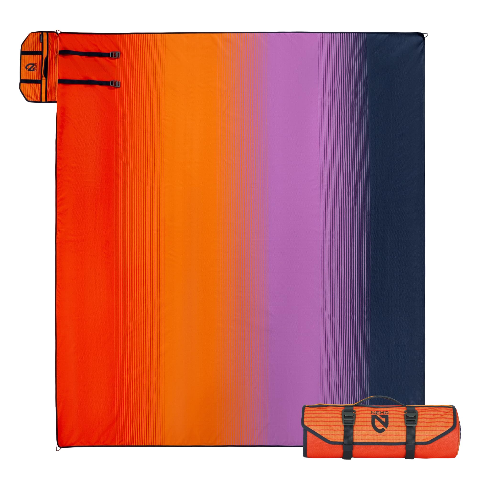 NEMO Equipment Victory Blanket - Sun Orange Stripe - X-Large | Waterproof, Durable, Packable, Tent Patio, Picnic, Beach, Bottle Opener
