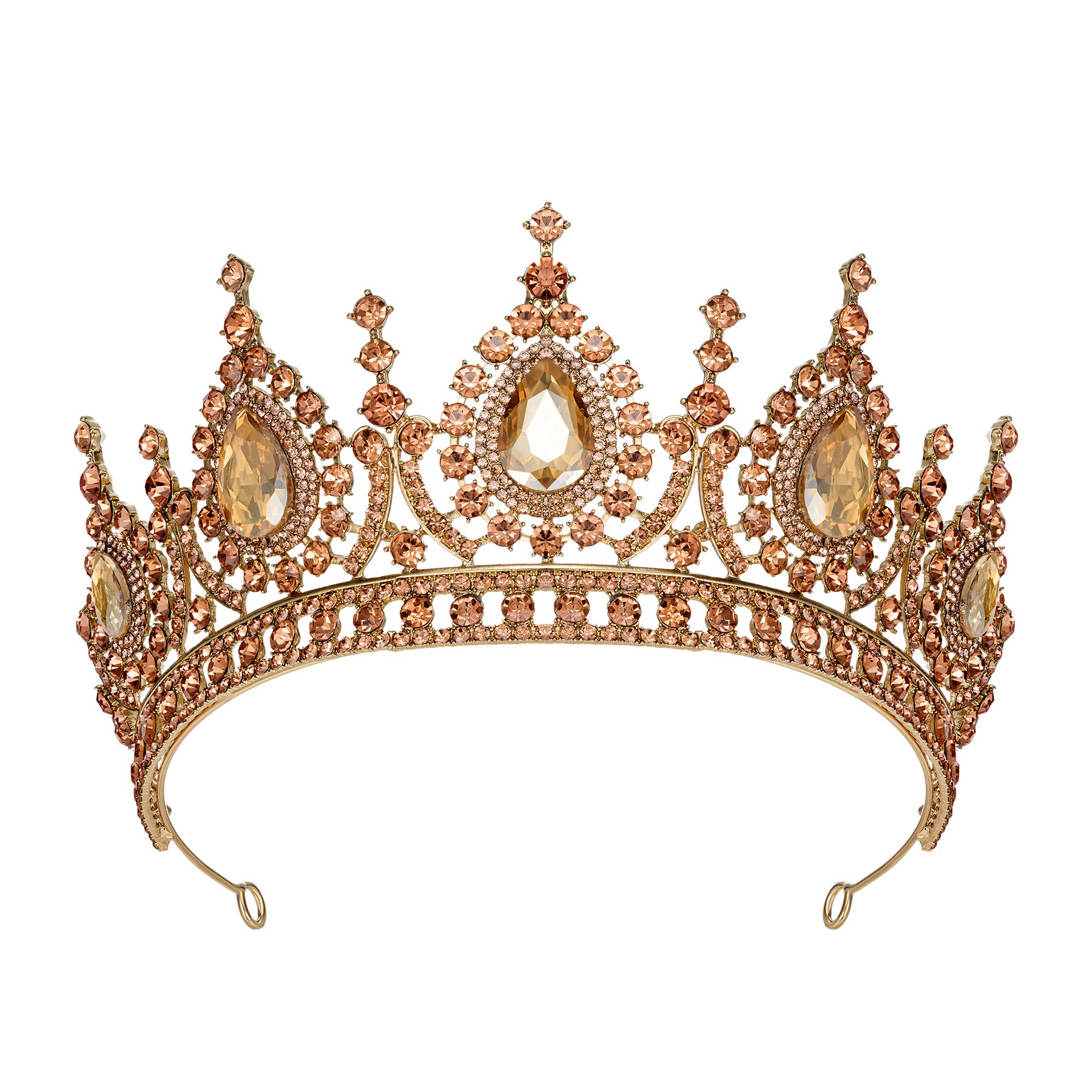 SWEETV Baroque Tiara Queen Crown for Women,Crystal Wedding Tiara for Bride,Halloween Prom Birthday Party Hair Accessory