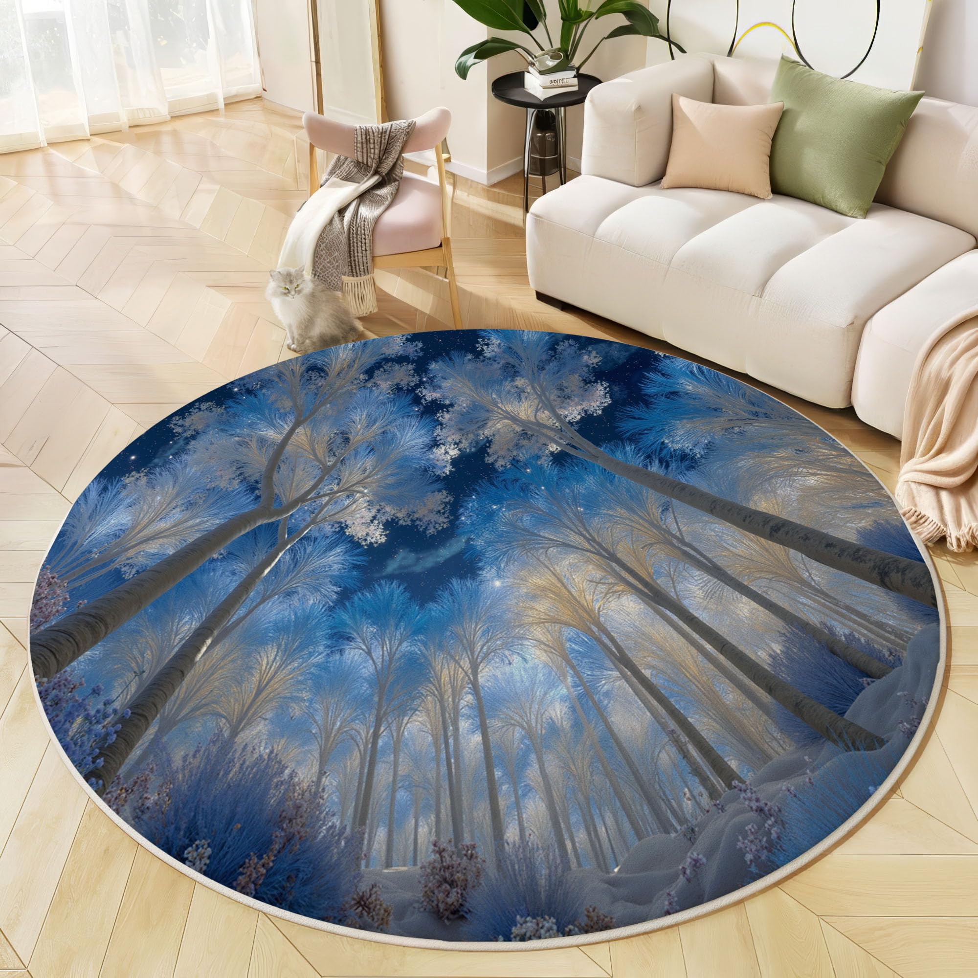 Tapis salon rond poil ras lavable pour éliminer les taches dans la chambre enfant