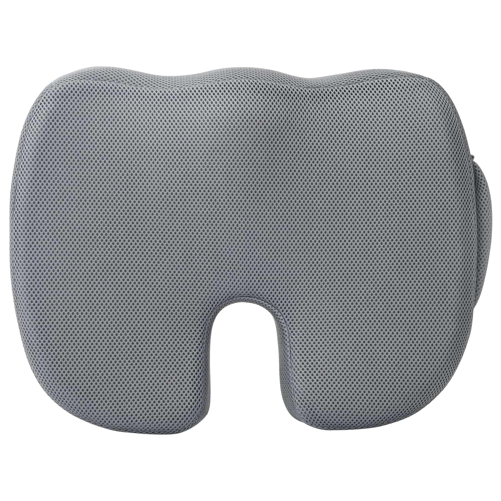Cuscino per sedia in memory foam, grigio, 47 x 37 x 8 cm | Cuscino ergonomico per sedia per soggiorno e ufficio. Schiuma viscoelastica e rivestimento in rete lavabile.