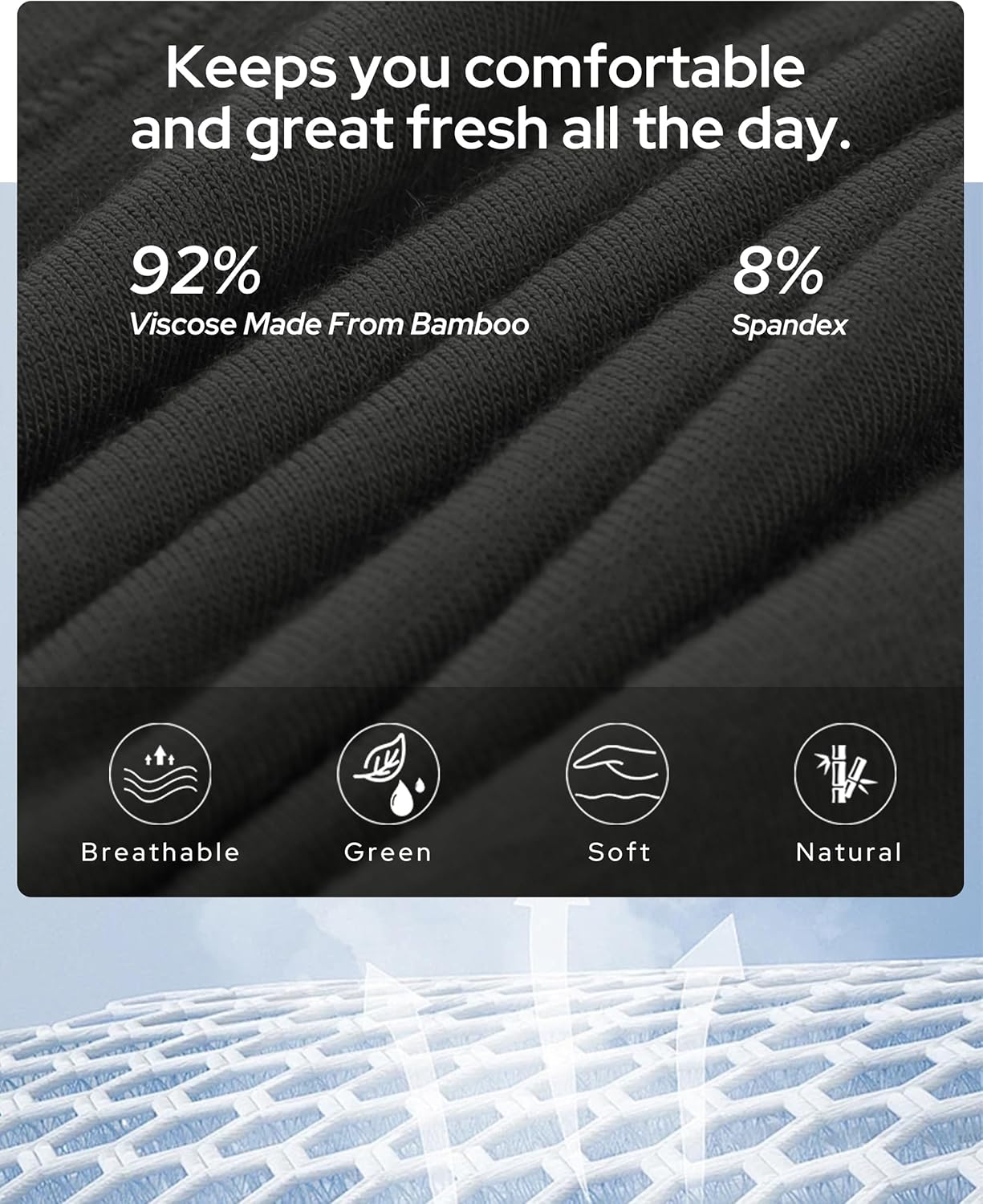 BAMBOO COOL Womens Underwear, Moisture-Wicking Briefs, Soft and Breathable Panties, Mid Waist, 5-Pack - Image 3