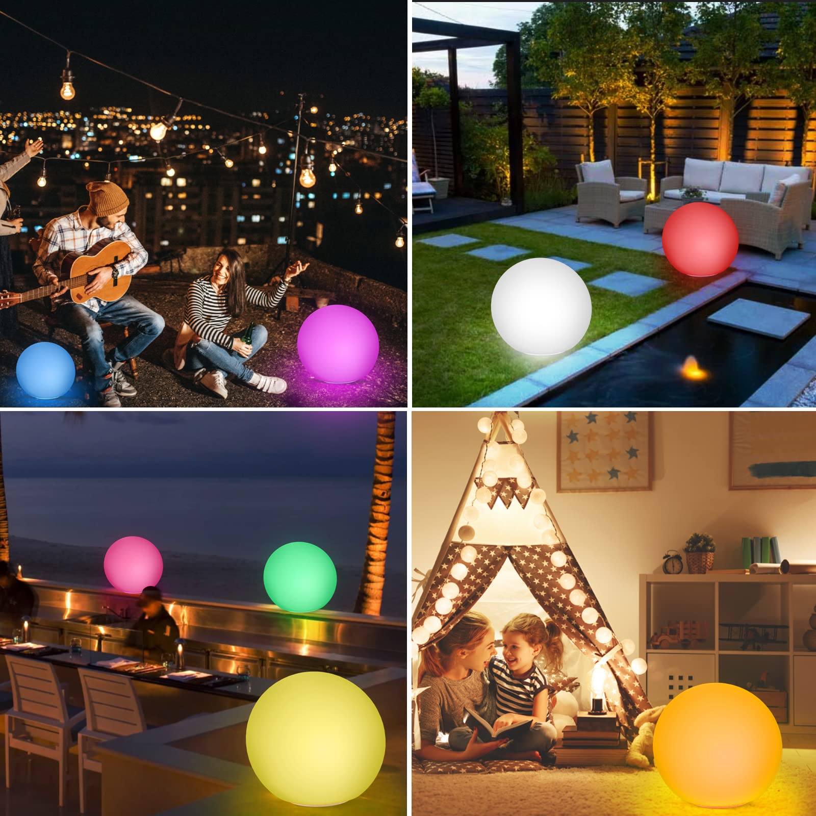 Jonwall Solarlampen für Außen Garten, Solarleuchten für Außen RGBW, Solar Kugelleuchte 30cm, Solarkugel mit Farbwechsel, IP67 LED Solarlampen mit 1800mAh Akku für Garten, Balkon und Terrasse