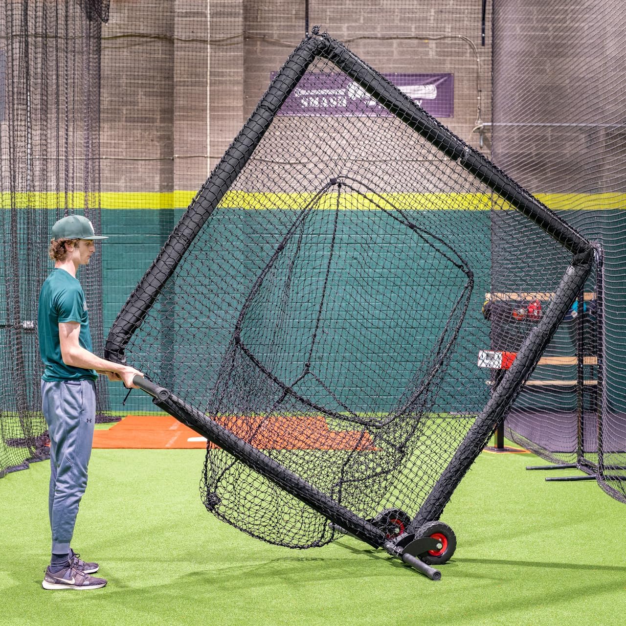 FORTRESS Pro Baseball Sock Net Screen [Nimitz Edition] | 7ft x 7ft Heavy-Duty Galvanized Steel Frame with Foam Padding and UV-Stabilized Netting - Optional Wheels