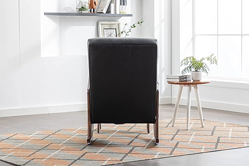 Miniatura 8 de Rpuzonier Mecedora para guardería con otomana, moderna silla mecedora de tela tapizada con cojín acolchado grueso, respaldo alto, silla mecedora