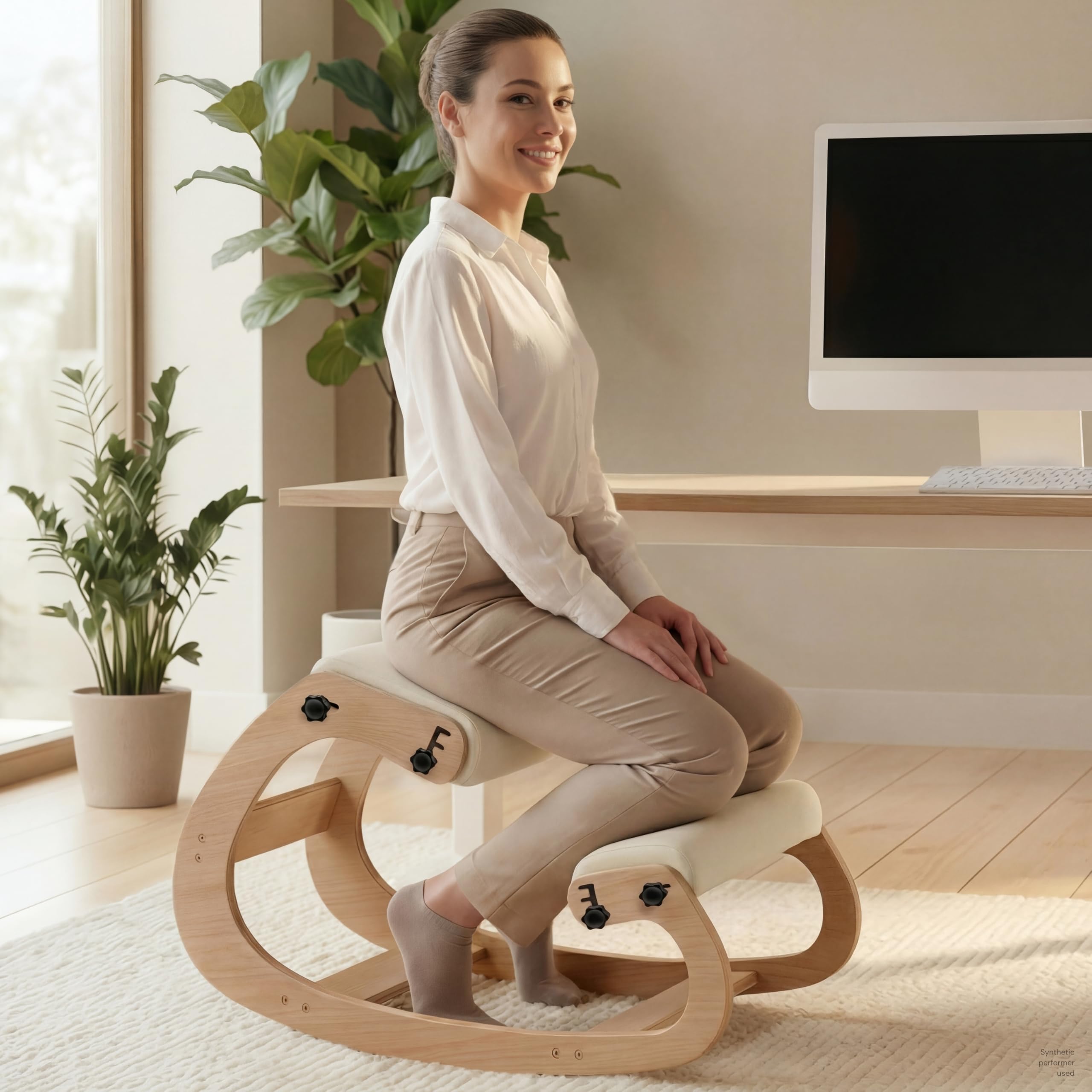 NYPOT Ergonomic Kneeling Chair with Adjustable Seats - Knee Chair for Posture Correction &amp; Kneel Rocking Stool for Desk - Back Pain Relief for Home and Office, Supports 250 pounds - 5 Years Warranty