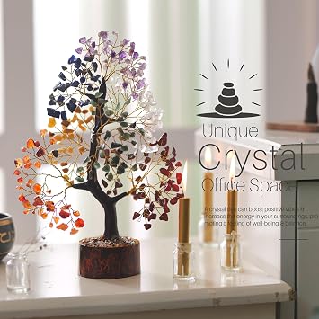 Chakra Tree - Crystal Tree- Seven Chakra Tree - Chakra Decor - Tree of Life Chakra Stones - Healing Crystal Tree - Gemstone Tree - Crystals and Stones -Crystal Tree for Positive Energy
