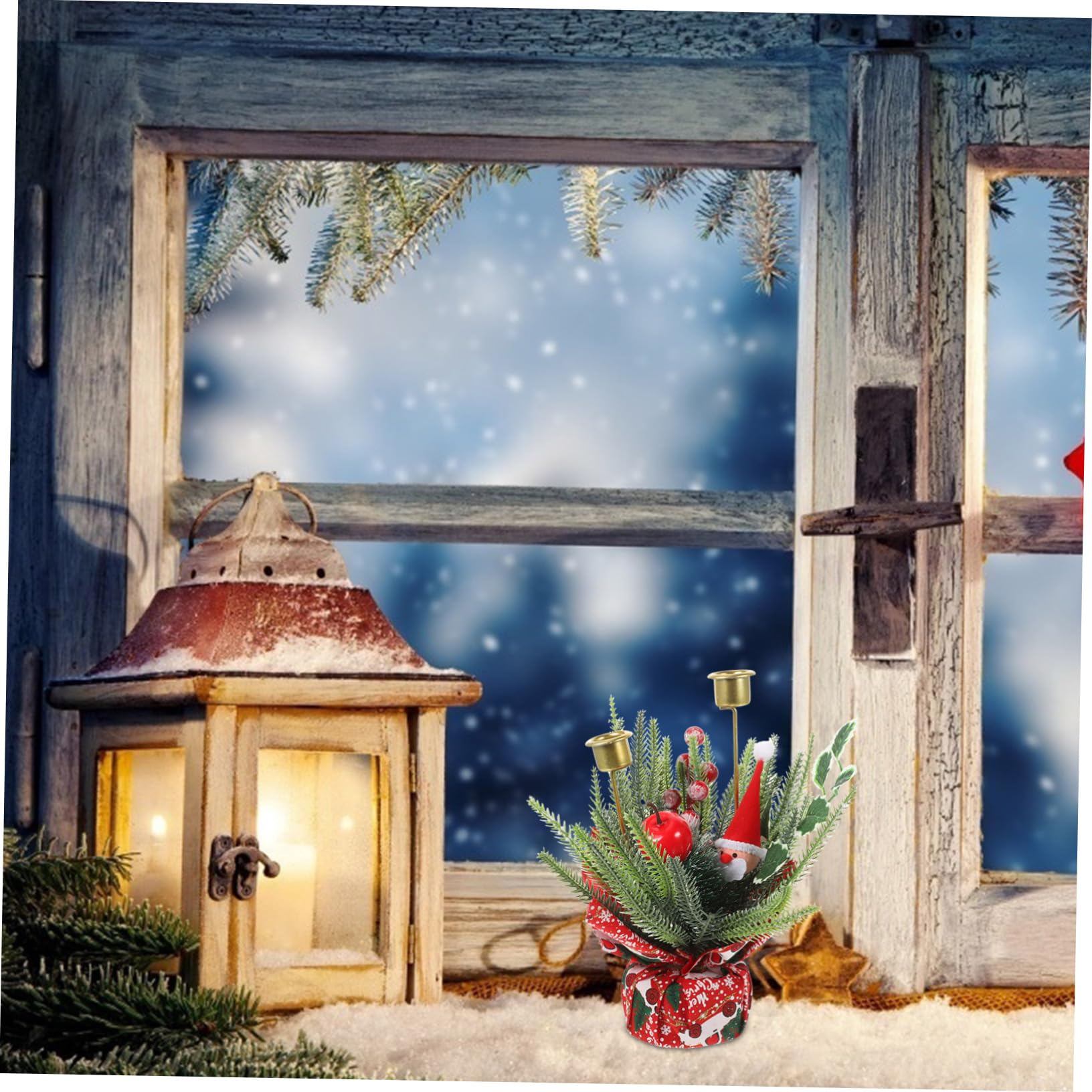 Anneome Portavelas De Navidad Decoración De Frutas Artificiales Centro De Mesa Festivo para Comedor y Oficina