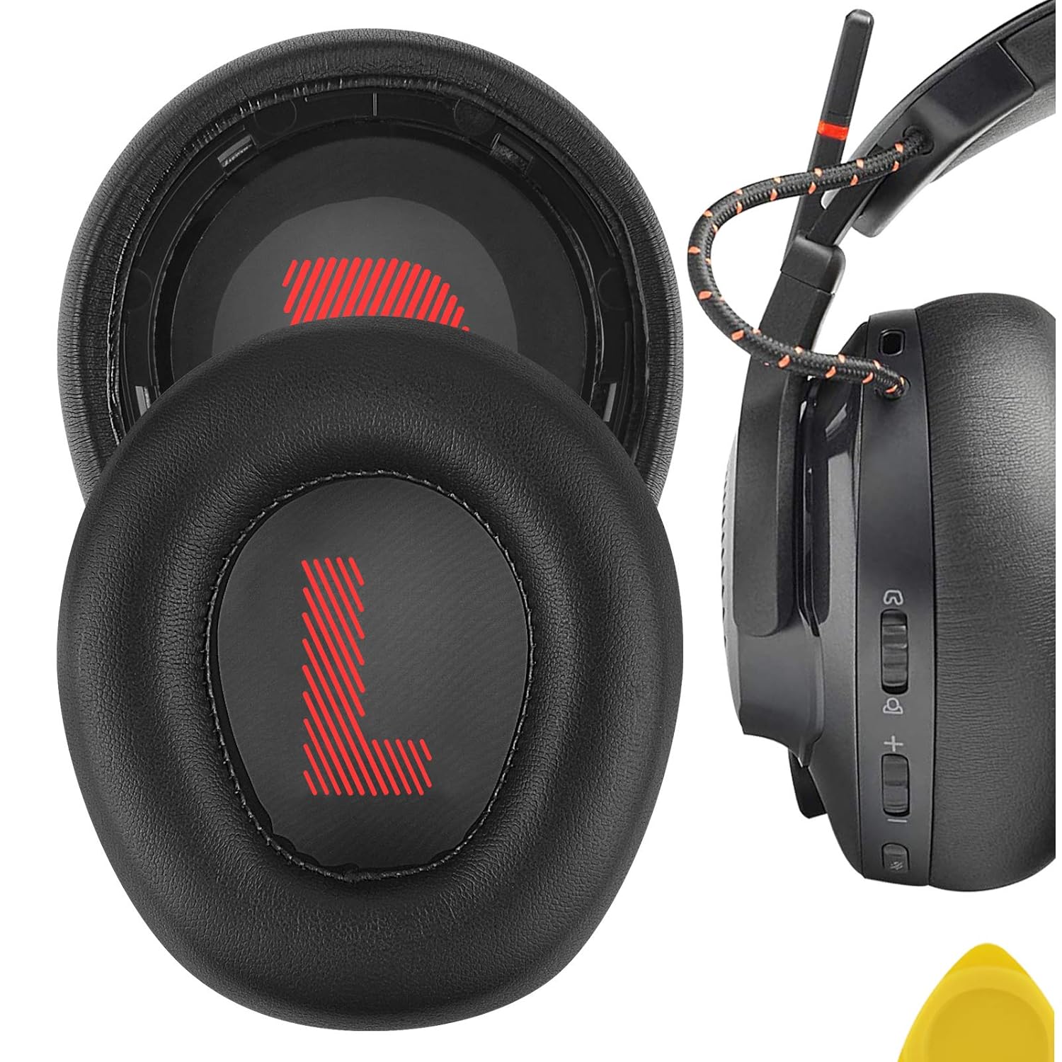 Geekria QuickFit Replacement Ear Pads for JBL Quantum 600 Wireless Headphones Ear Cushions, Repair Parts (Black)