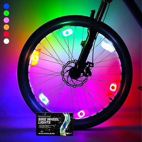 Luces de rueda de bicicleta, luces de radios de bicicleta, paquete de 6 con baterías incluidas, accesorios de luces de bicicleta para niños y niñas