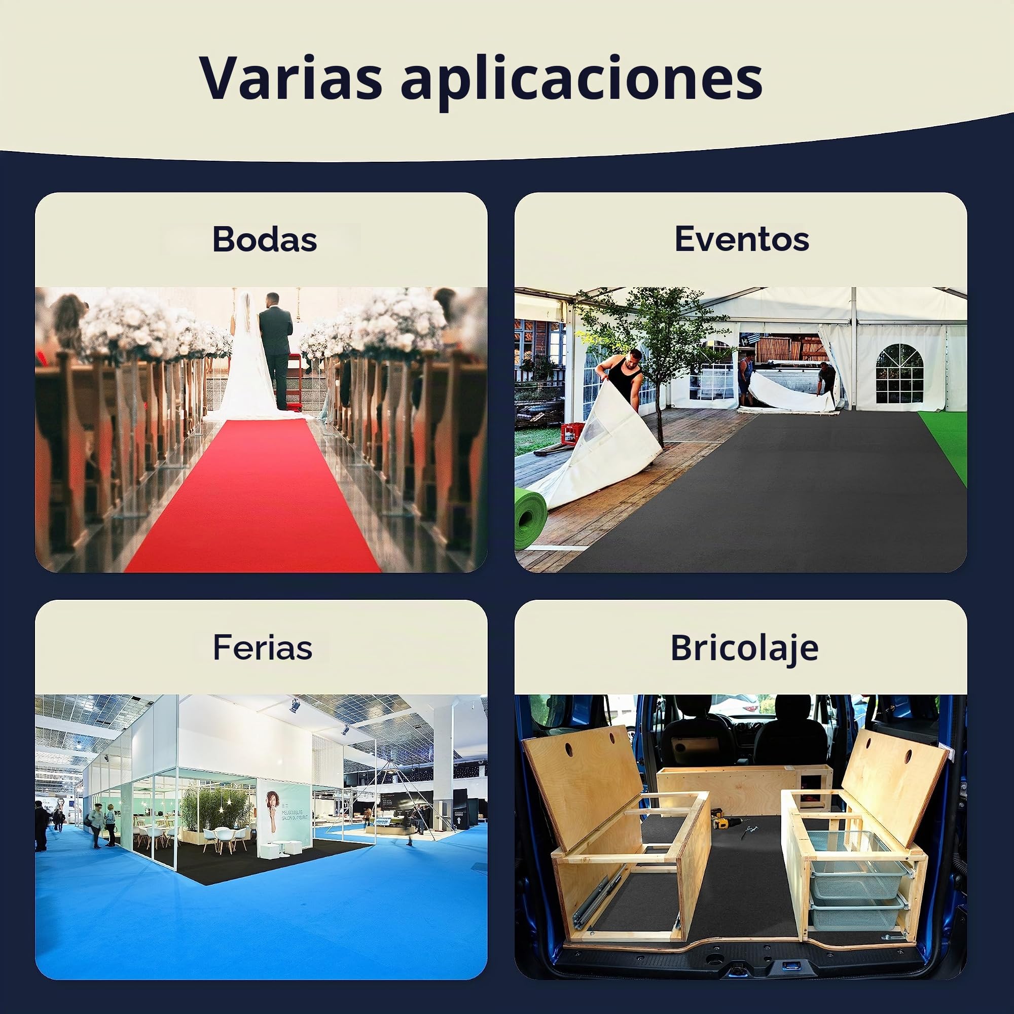 Moqueta con aguja Rips Malta - Beige, 2,00 m x 3,00 m, Moqueta al metro Reutilizable | Certificada con resistencia al fuego B1 | Moqueta Feria Stand