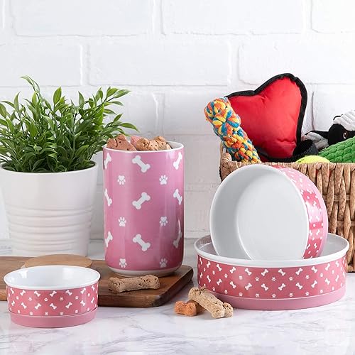 Miniatura 5 de Bone Dry Cuencos de cerámica para mascotas, aptos para microondas y lavavajillas, parte inferior antideslizante para una alimentación segura con