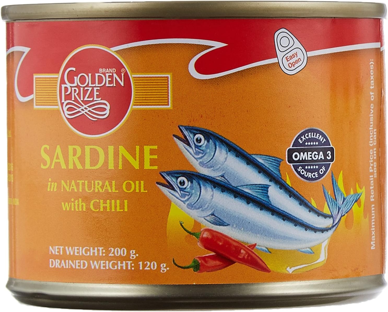 Golden Prize Canned Sardine in Natural Oil with Chili, 200g