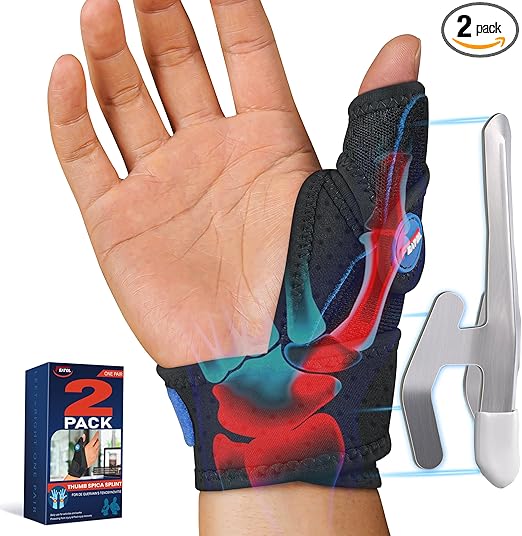 FEATOL 2 Pack Thumb Brace for De Quervains Tenosynovitis, Thumb Splint for CMC Joint Support, Arthritis, Trigger Finger, Sprains, Left & Right, Medium