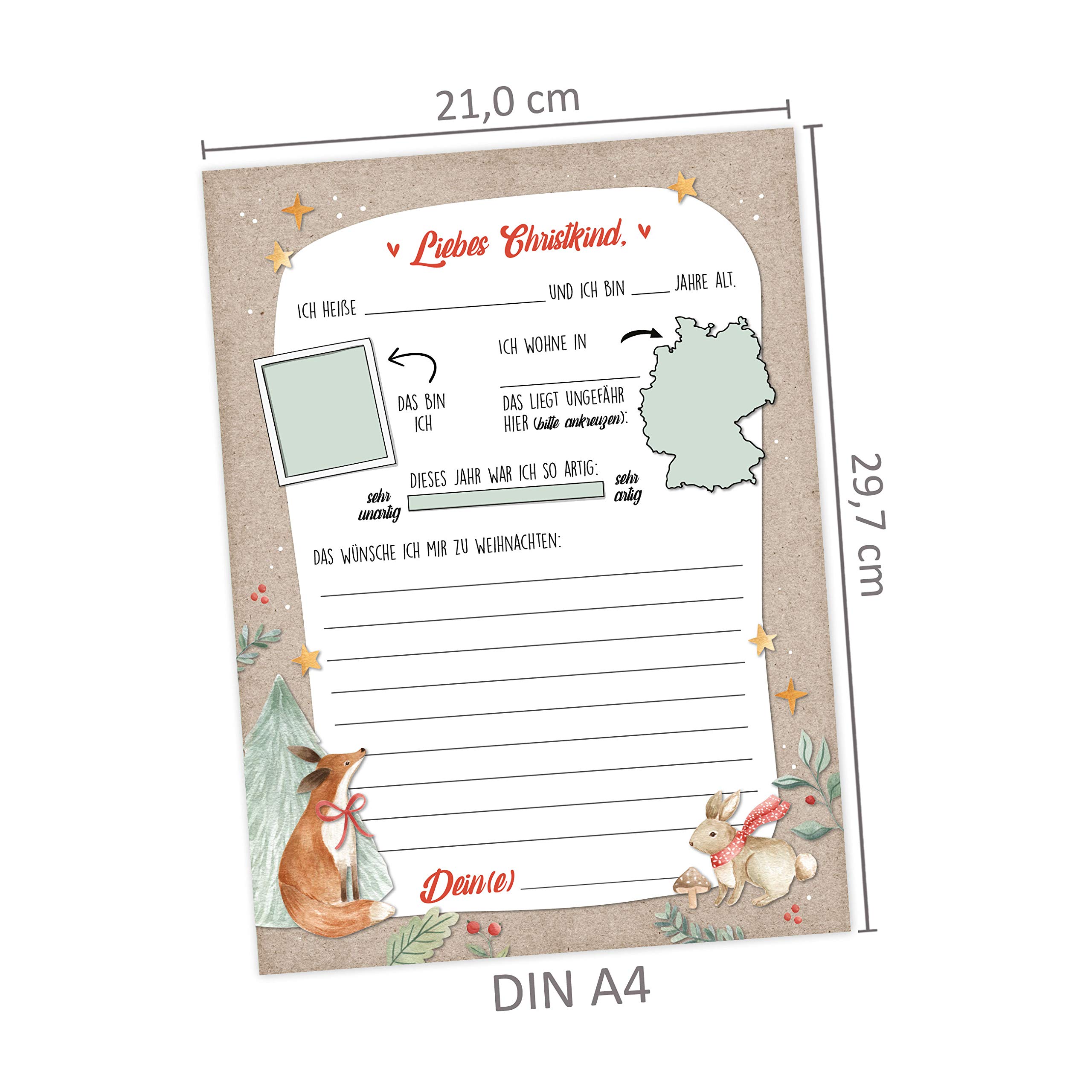 Papierdrachen Letters to Santa Claus, Christ Child, Christmas Post for Children, with Envelopes - Image 3