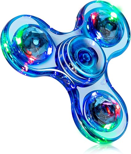 HanTop Fidget spinner de 3 ejes 4modos luz led cristal brilla en la oscuridad nueva versión ultra durable y ligero juguete para niños y adultos