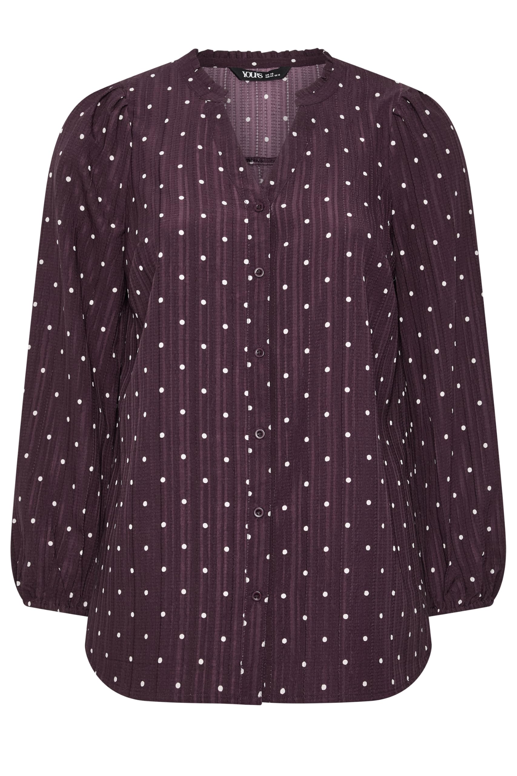 Yours Women's Spot Notch Neck Blouse in Purple | Size: 16