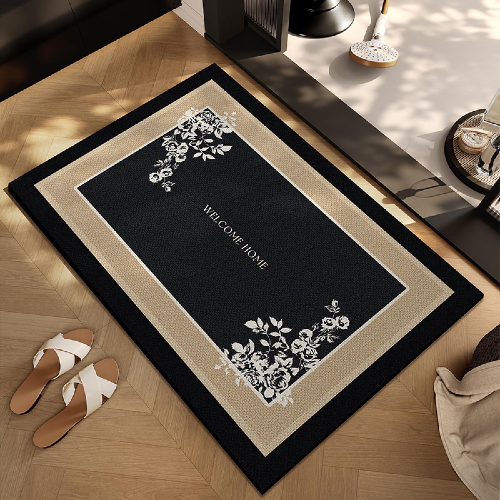 Générique Tapis de Bain Diatomite 80X120 Noir Beige Tapis de Douche
