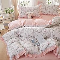 Vista 90 de 3 piezas de juego de funda de edredón tamaño individual XL, funda de edredón blanca con estampado floral azul, ropa de cama coquette de algodón