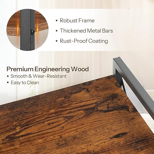 Miniatura 4 de HOOBRO Estantería industrial de 3 niveles, organizador de almacenamiento para libros, estantería pequeña con marco de metal para sala de estar,