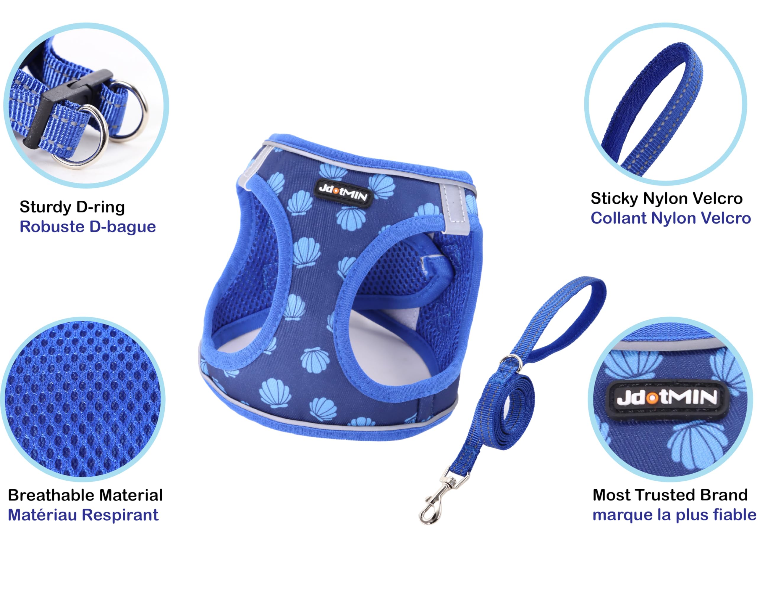JdotMIN Plaid Dog Harness and Leash Set, Extra-Small/Small to Medium Dog and Cat Vest Harness No Pull, Escape Proof - Image 3