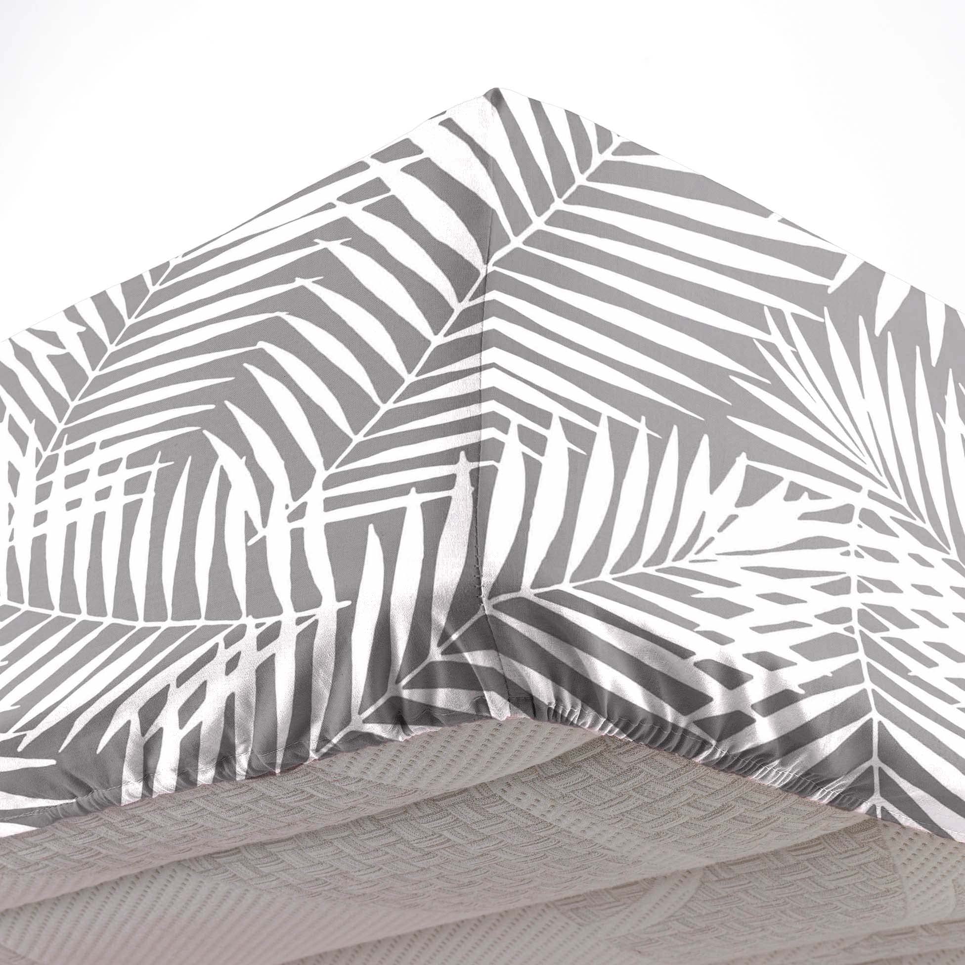 douceur d'intérieur, Botania Fitted Sheet (140 x 190 cm) Grey, 100% Cotton - Image 3