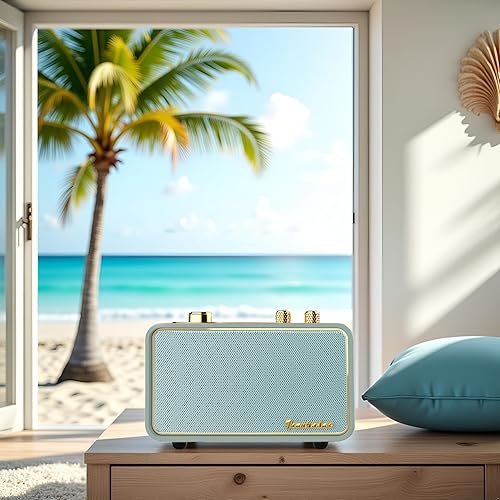 Miniatura 10 de Artlink - Altavoz Bluetooth retro, altavoz inalámbrico Artlink Stero de madera de nogal, radio AMFM, pequeño altavoz Bluetooth vintage con conexión