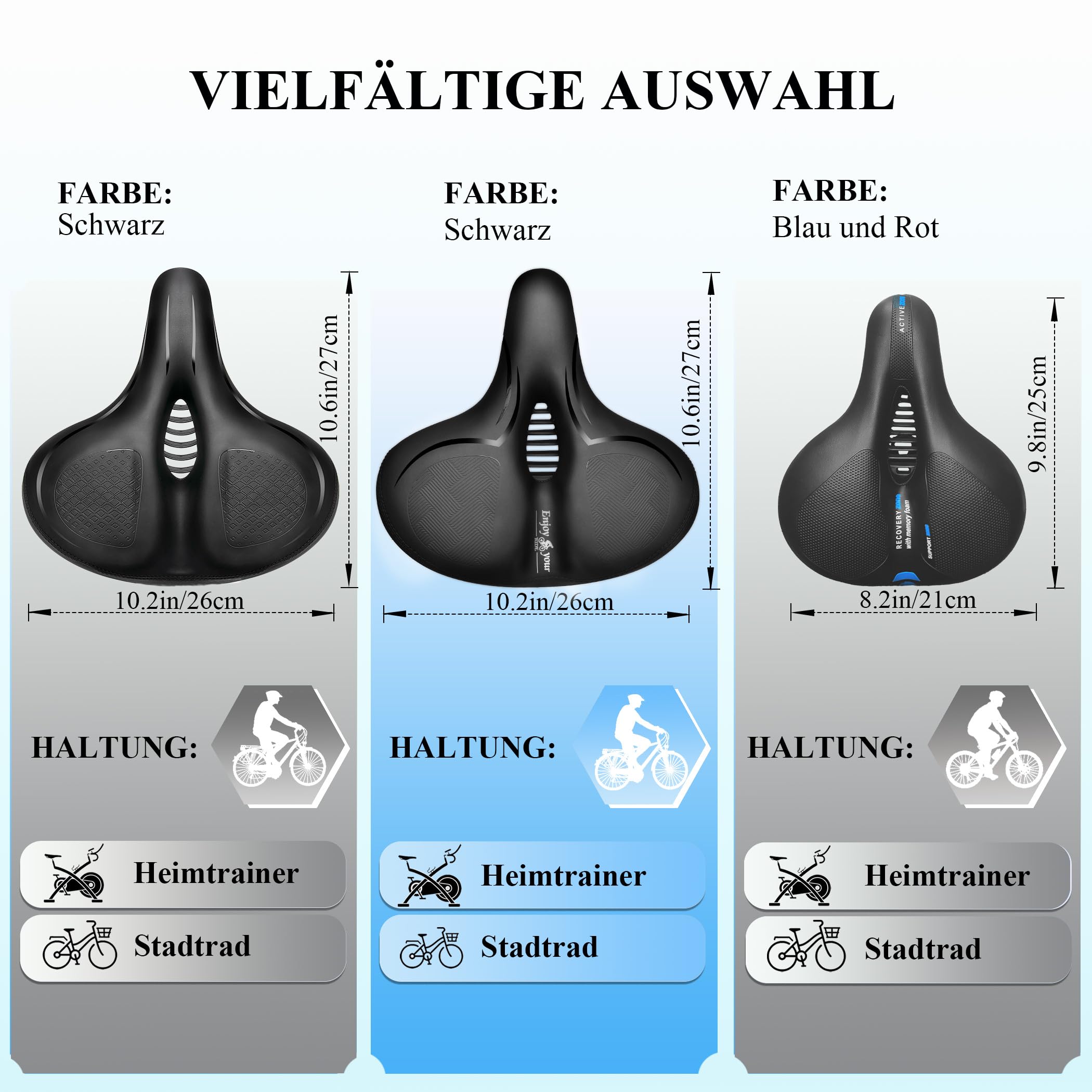 NREDXOON Fahrradsattel Bequemer Fahrrad Sattel: Lange Fahrten Weicher Fahrradsitz mit Stoßdämpfer - Wasserdicht Bike Sattel
