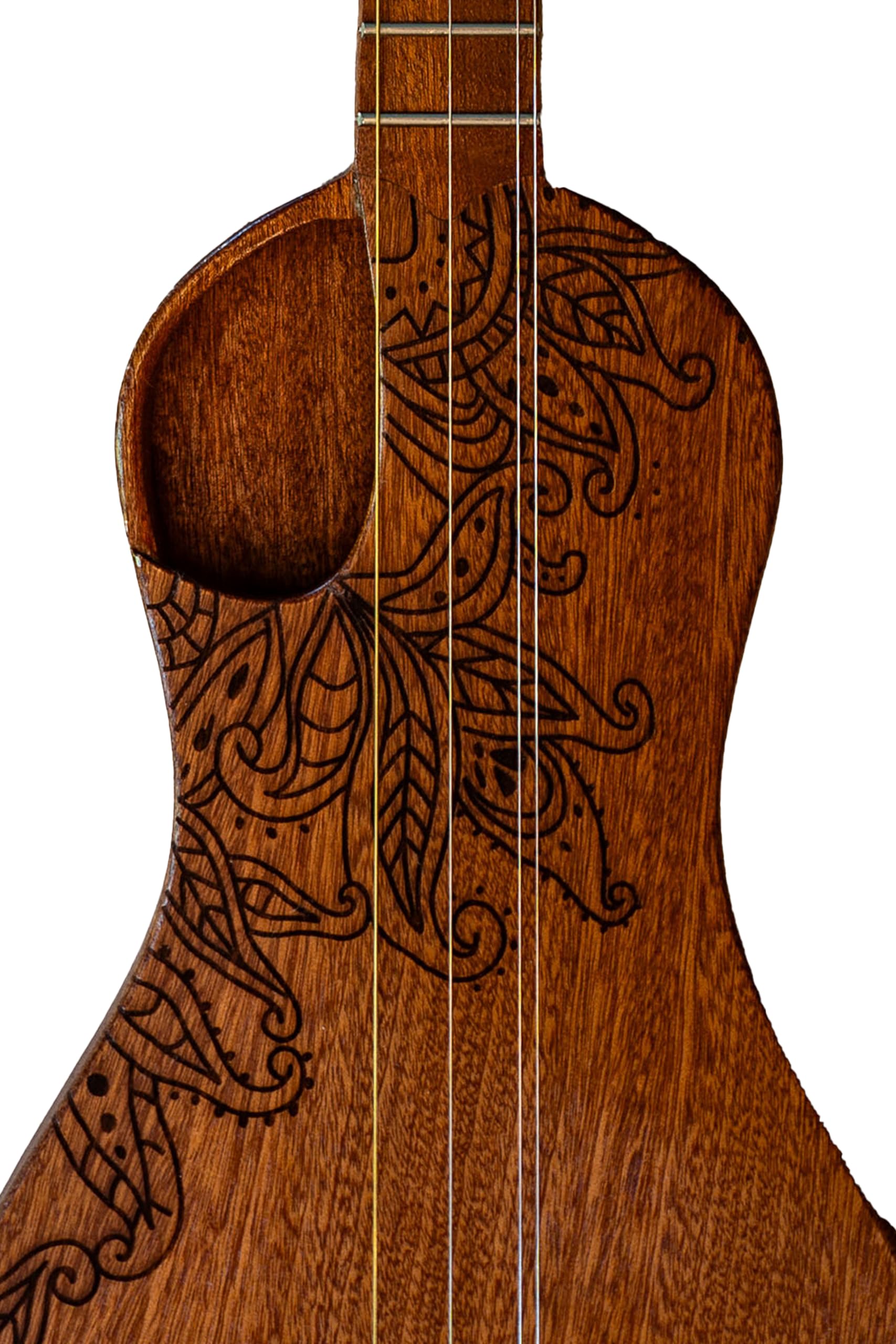 Boondocker Dulcimer Guitar Sapele Mahogany with Henna Pattern Bundle with Gig Bag and Strap - Image 3