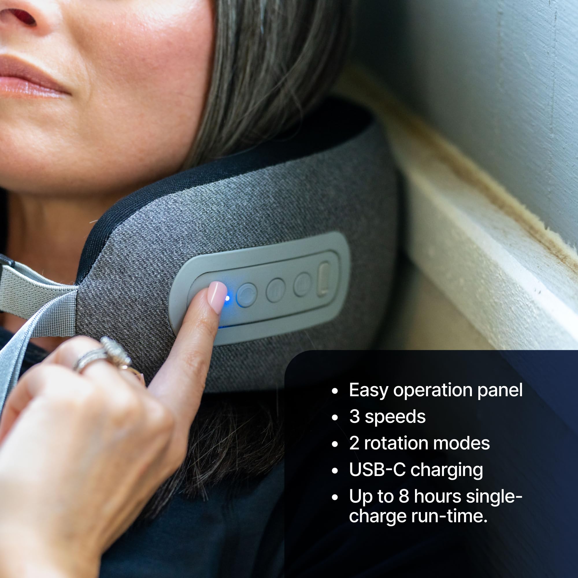 GhostBed Massaging Neck Pillow, Shiatsu-Style Kneading Massager, Memory Foam Neck Massager Pillow w/Cover, Comfortable Shiatsu Heated Pillow Massager, Wireless Portable Massage Pillow, Standard Size