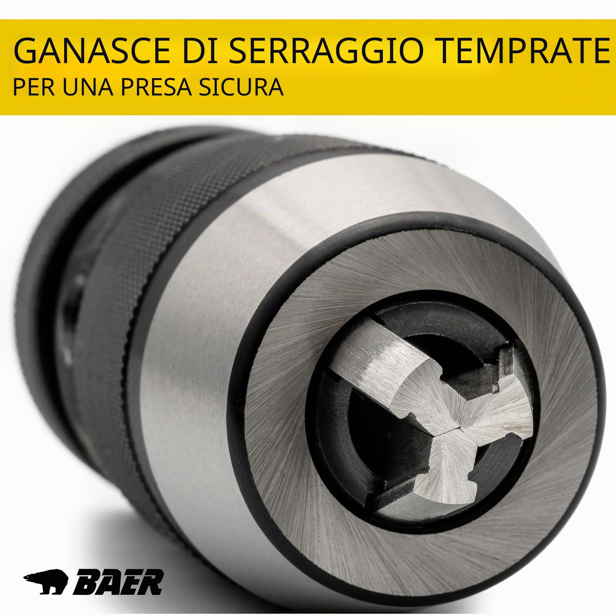 BaerCoil BAER Mandrino con attacco conico 0,2 – 16 mm – Cono: B 16, Mandrino a sgancio rapido, Martello perforatore, a serraggio rapido, Trapano, Testa di foratura