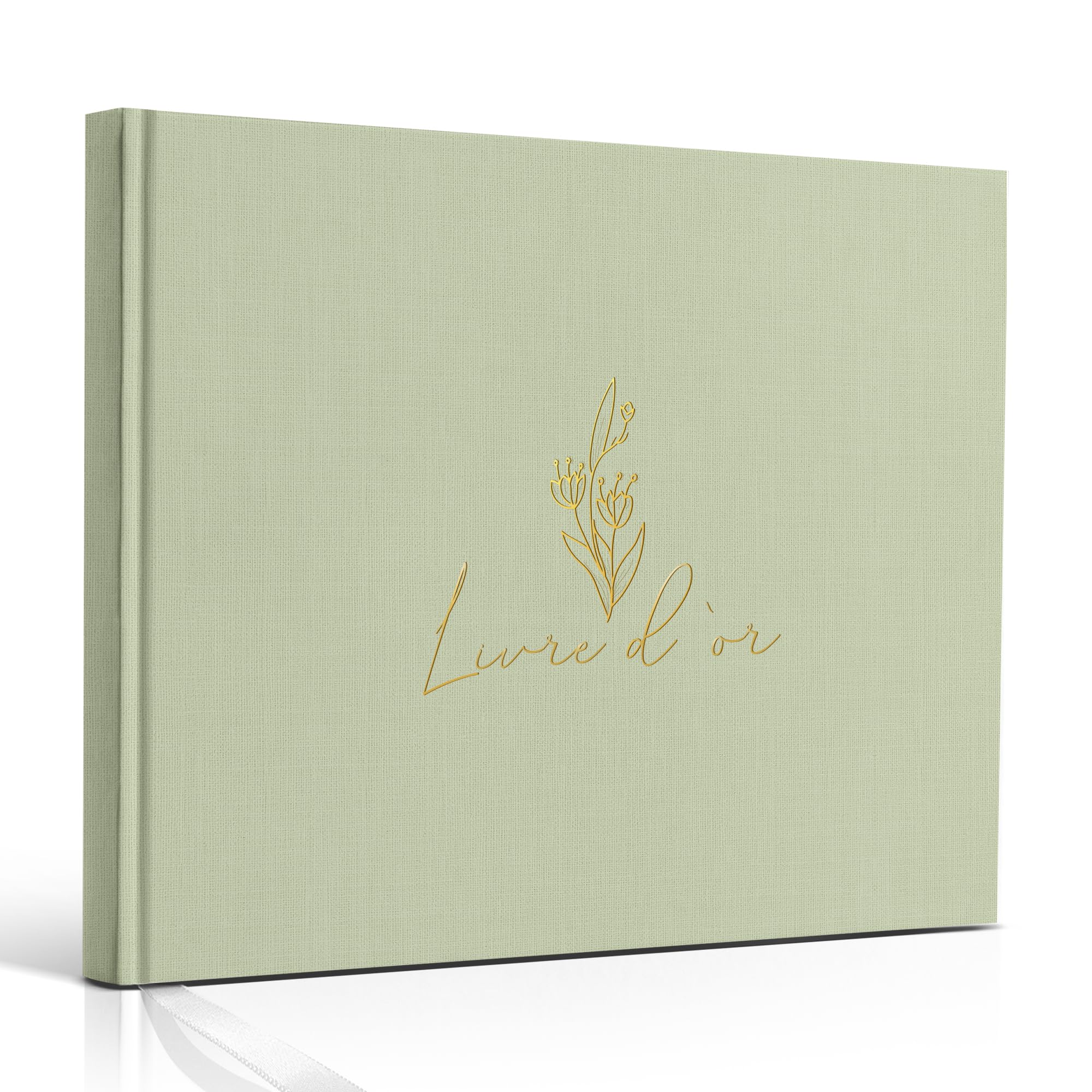 Livre d’Or en Lin Vert – Carnet de Messages & Souvenirs