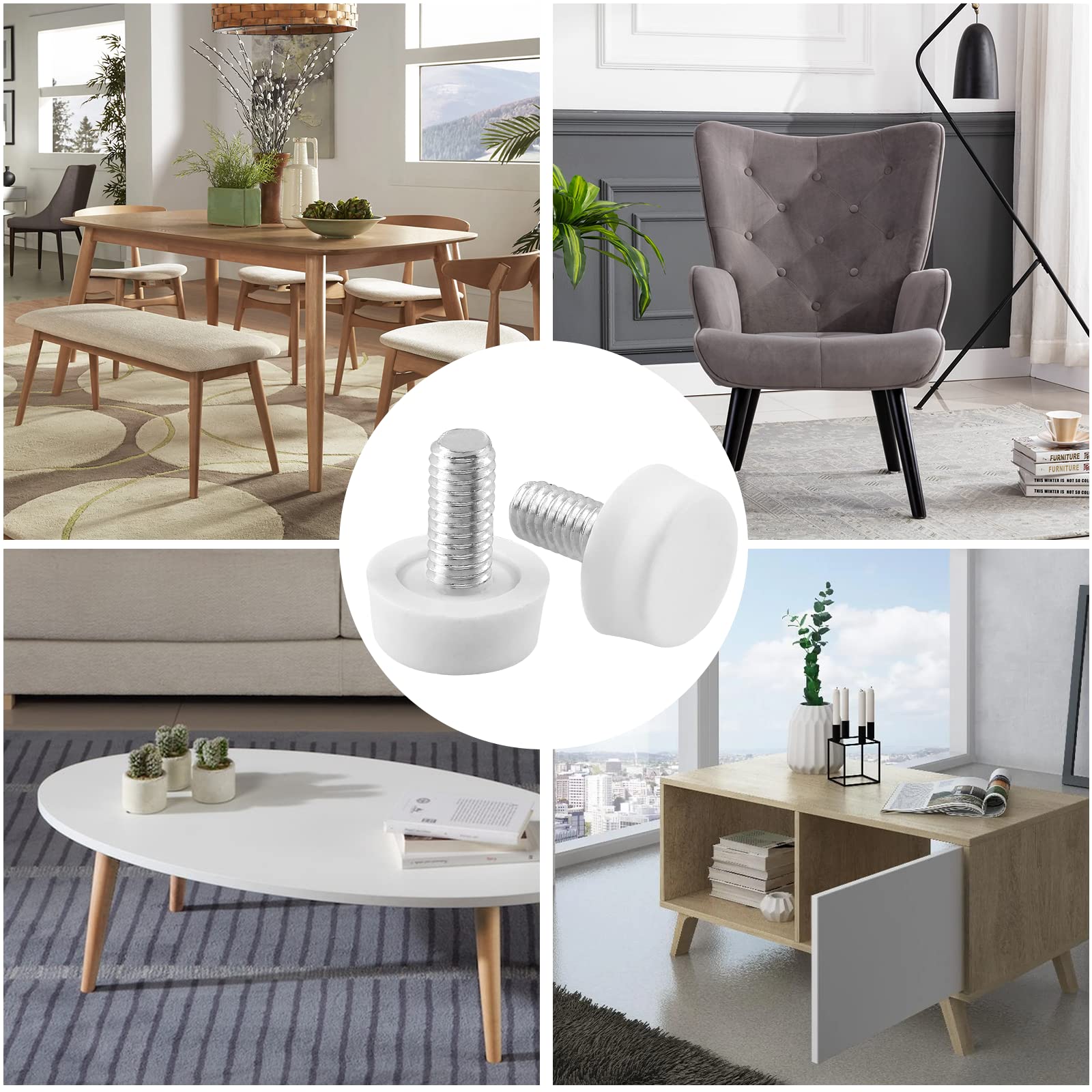 SPDYCESS 8 Pcs M8 X 28MM Pied Réglable à Base Ronde, Pieds De Nivellement, Pied Vérin Meuble à