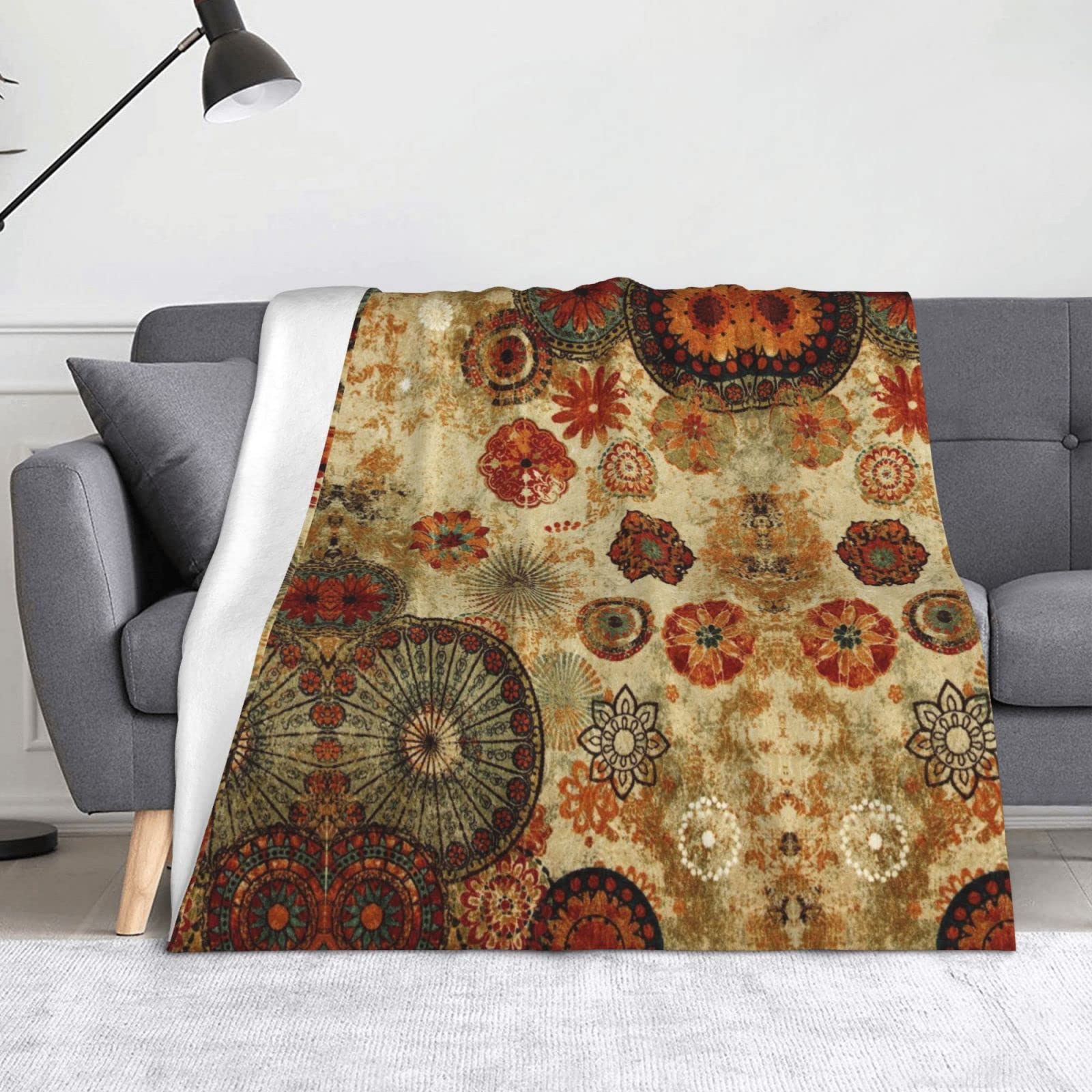 Couverture médaillon en flanelle de microfibre douce pour lit et canapé