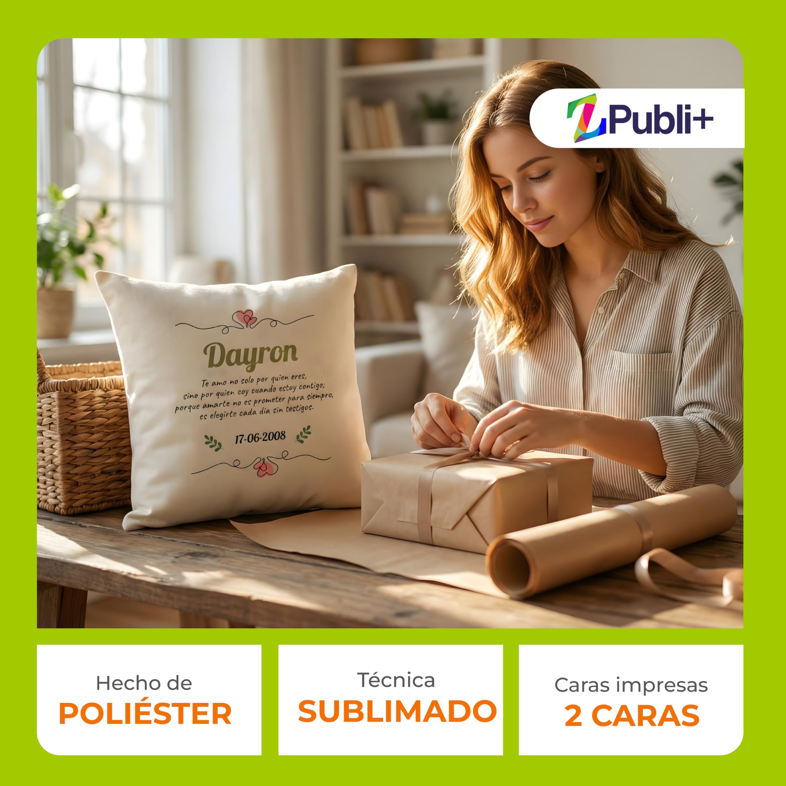 Cojín Personalizado con Foto y Texto (50X50)