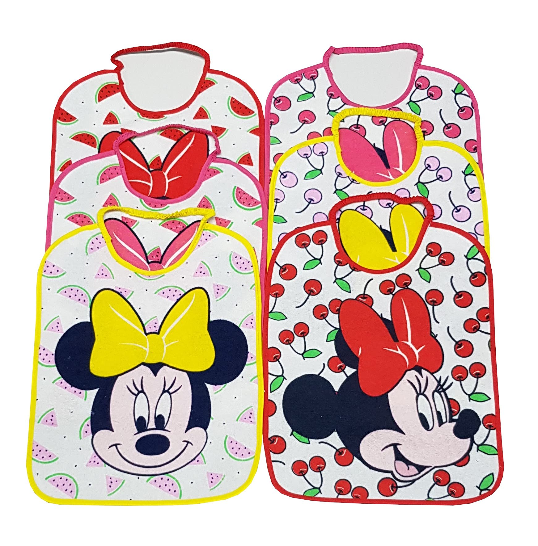 Lot de 6 grands bavoirs en éponge, personnages différents pour l'école maternelle en plastique avec élastique, modèles assortis pour fille 36,5 cm x 28 cm
