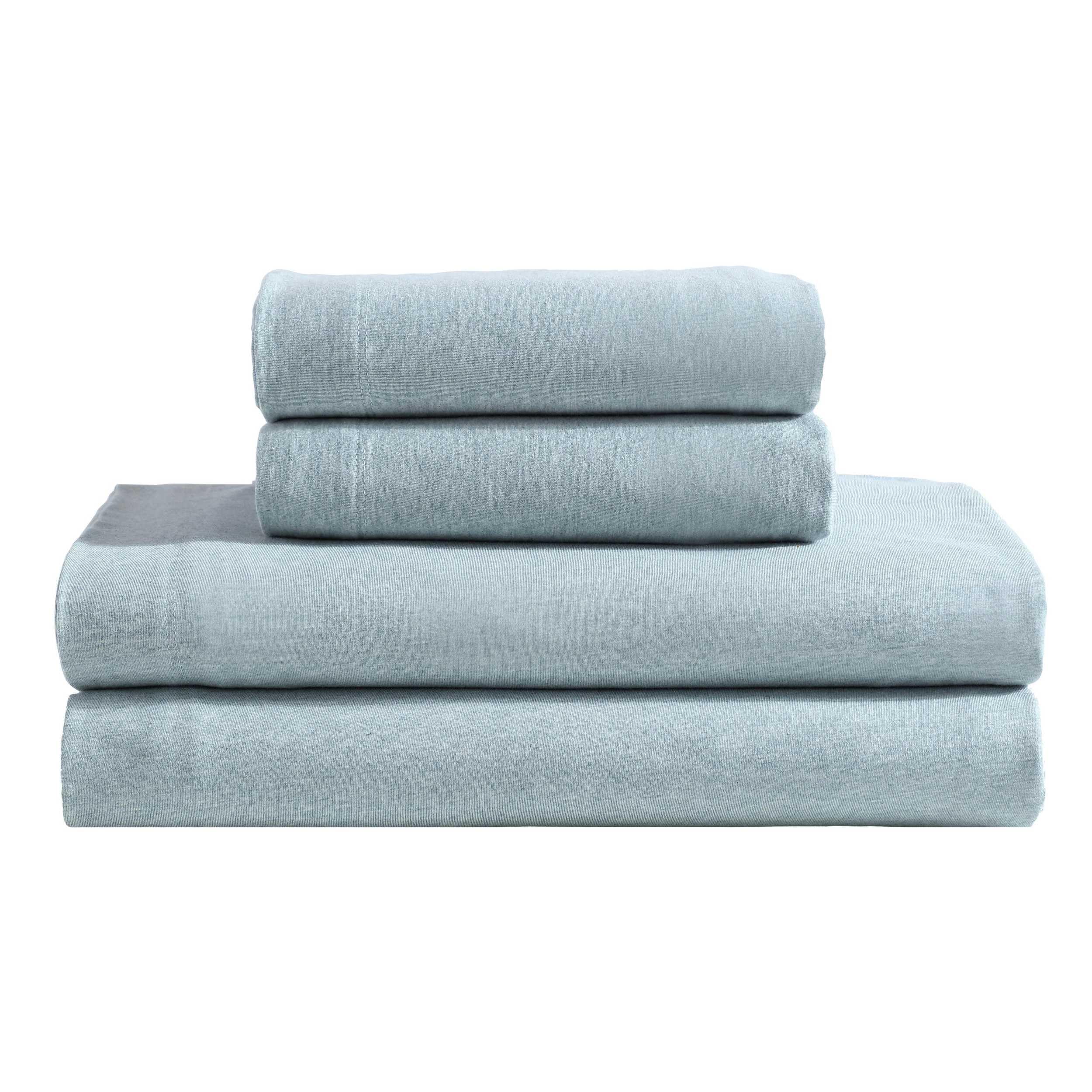 Calvin Klein - Sábanas de Cama King, Juego de Ropa de Cama de Jersey de Mezcla de algodón con Bolsillos Profundos, Esenciales de Ropa de Cama súper Suaves y acogedores (algodón Moderno Aguamarina