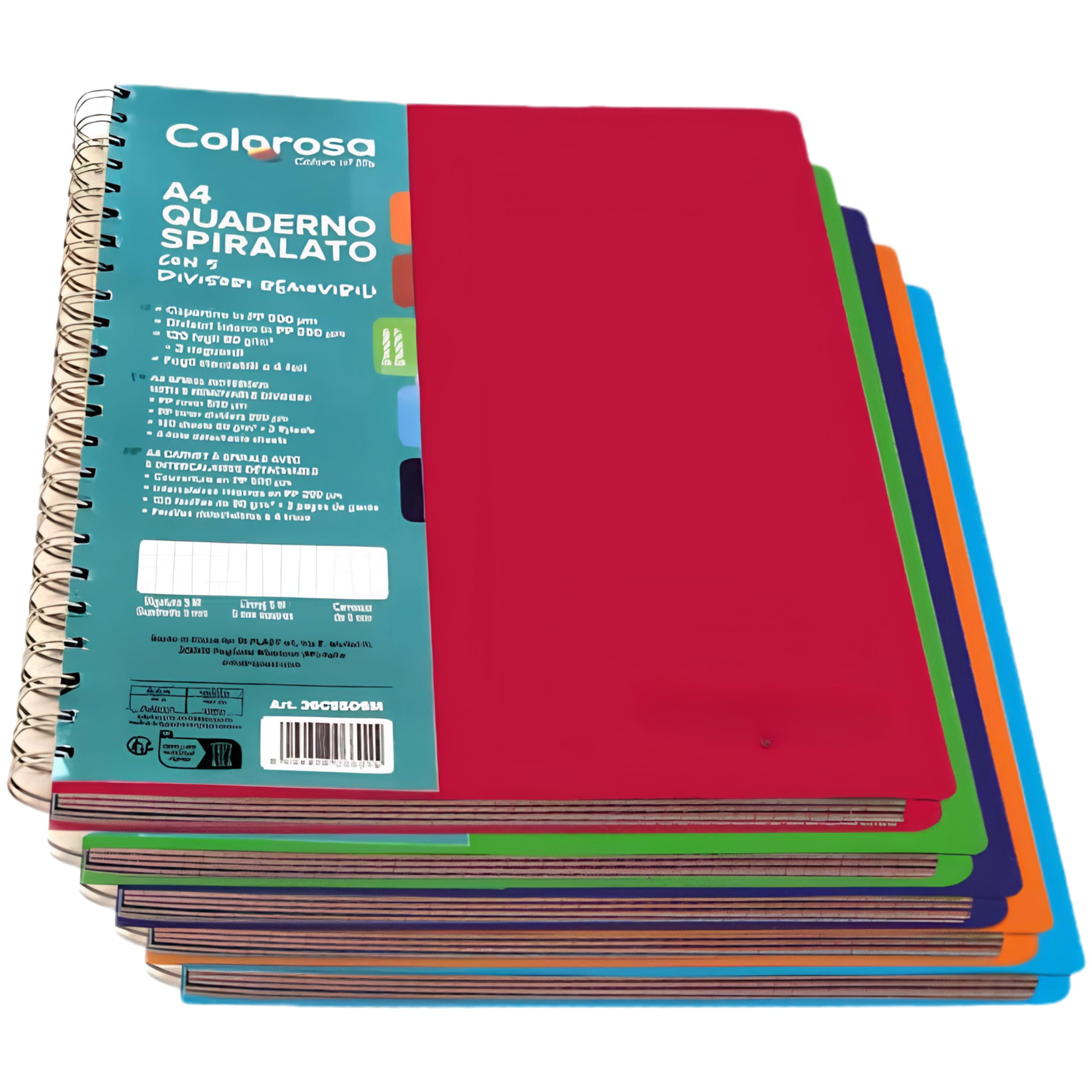As Global Quaderni Spiralati Righe Quadretti Copertina Monocolore Assortita in Polipropilene 10 PZ con Zingrinatura Strappo 75 g Spirale in Plastica Quaderno per Scuola Uffici (10 PZ - A righe)