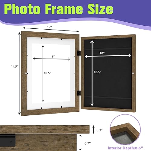 Miniatura 2 de FrameWorks Marco de arte infantil de madera negra de 10 x 12.5 pulgadas con bordes estilo galería, vidrio templado y correas elásticas