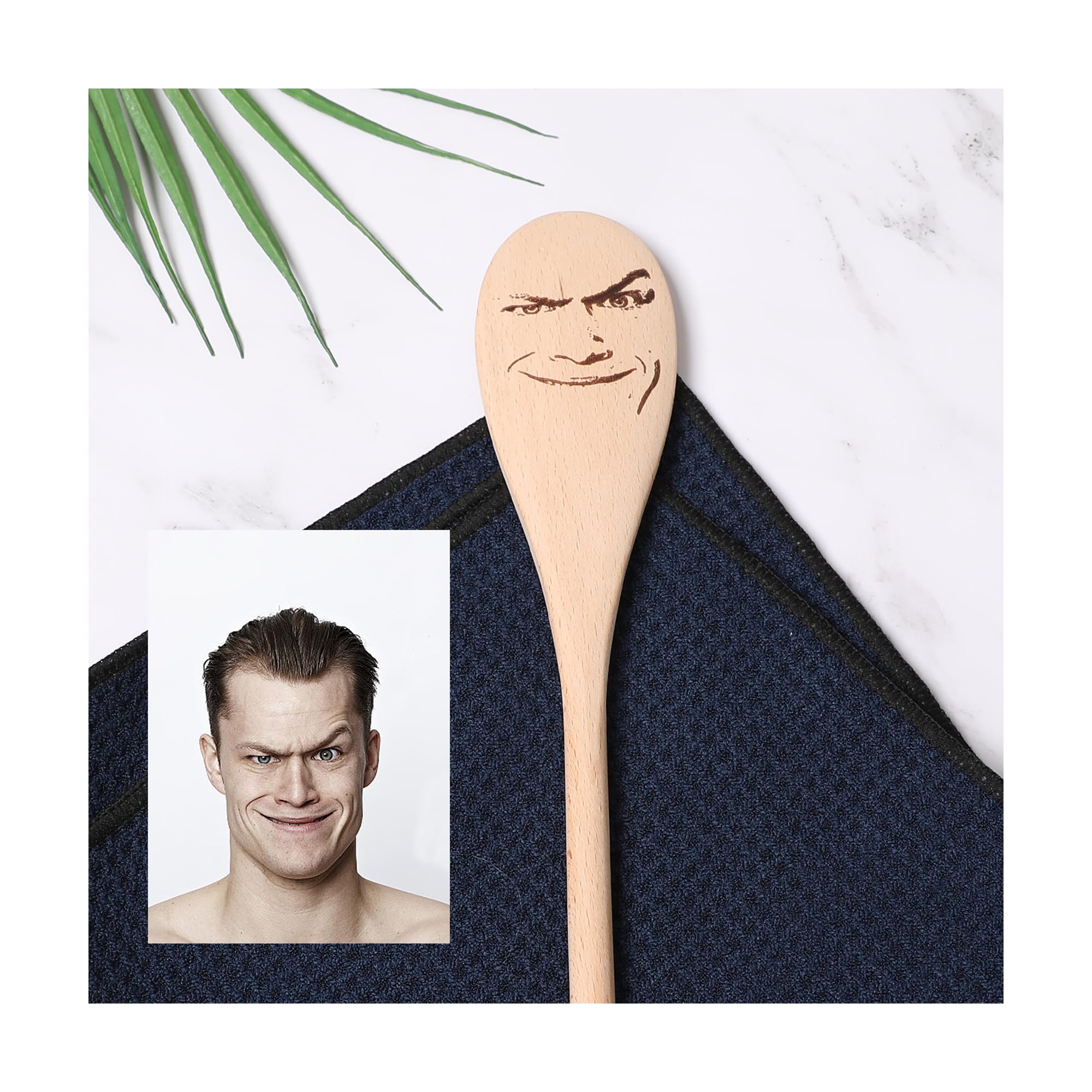 Face Customized Spoons with Photo?Engraved Personalized Spoon?Funny Novel Wooden Spoon, Novelty Gift, Fun, Unique & Quirky! Christmas Birthday Gifts for Family, Funny Custom Gift Idea