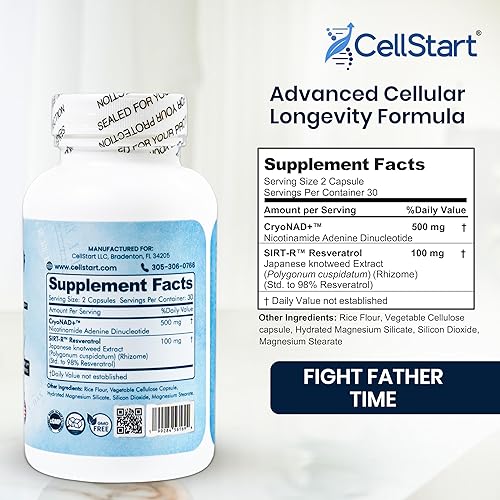 Miniatura 2 de Suplemento de resveratrol NAD+ 60 cápsulas de 250 mg  Envejecimiento saludable, apoyo celular y suplementos energéticos biodisponibles para mujeres