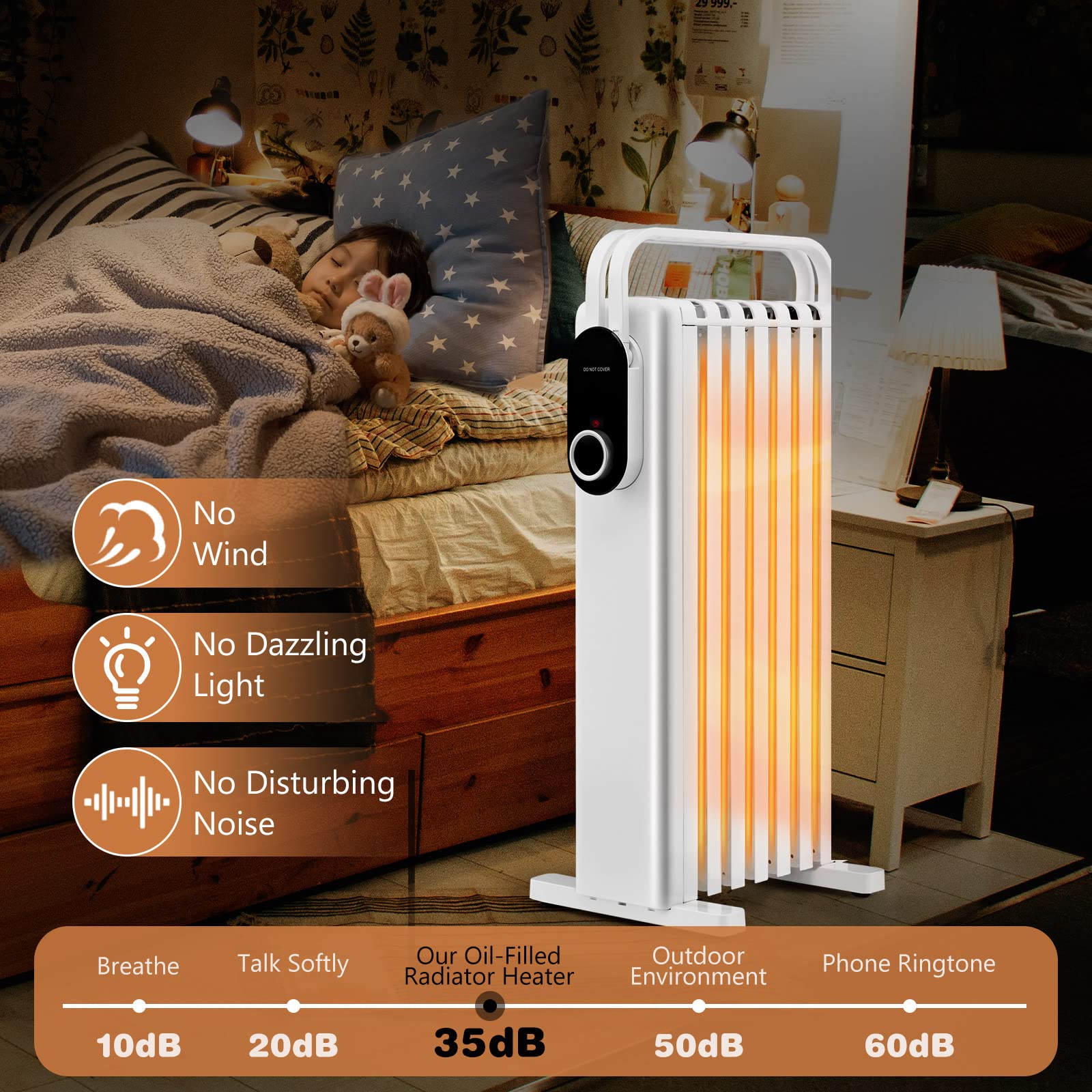 Amazon.com: GOFLAME 1500W Oil Filled Radiator Heater, Electric Portable  Space Heater with 3 Heat Settings, Overheat u0026 Tip-Over Protection, Quiet  Heater with Towel Rack and Wheels for Home Office Indoor Use, White :