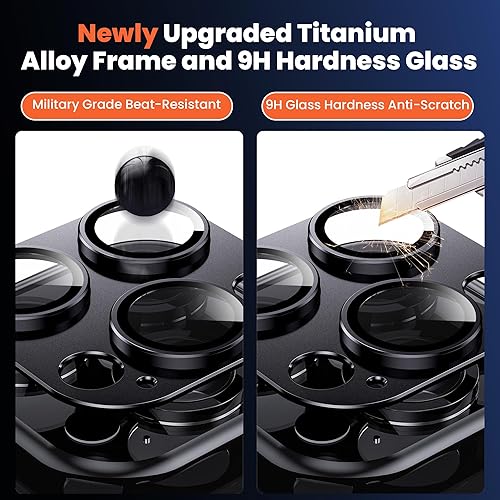 Miniatura 4 de Hoerrye Protector de lente de cámara para iPhone 15 Pro y iPhone 15 Pro Max, protector de pantalla de cámara de vidrio templado 9H, compatible con