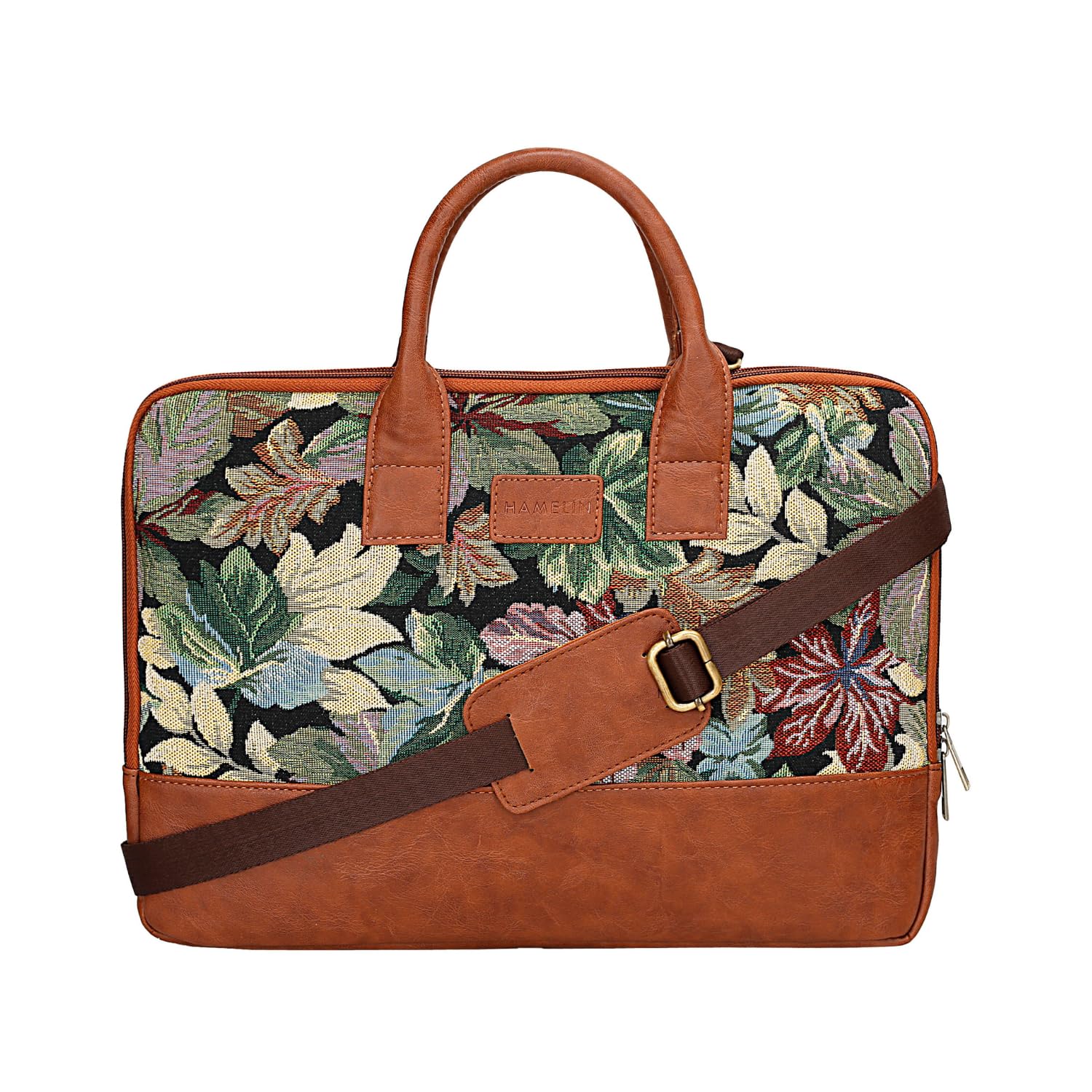 HAMELIN Theo Sleek Laptop Messenger Bag | Floret | Vegan Leather Zip Closure & Slip Pockets Storage For 13 to 14 Inch Laptops or MacBook | Stylish Office Travel and Casual Laptop Bags for Men & Women… (B0BF9Y8321) Amazon Price History, Amazon Price Tracker