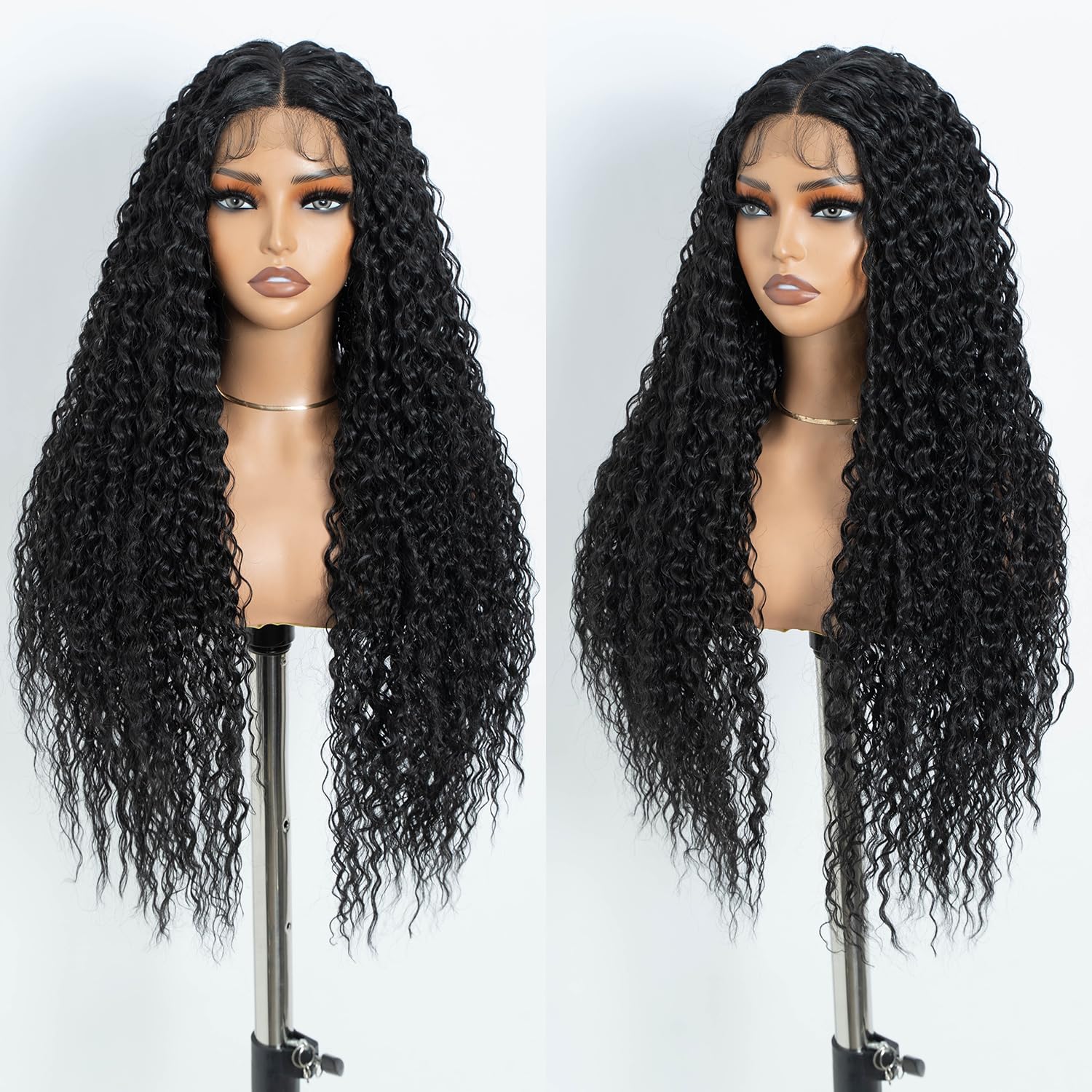 Sponsored Ad – Style Icon Long Deep Curly Wave Lace Front Wigs for Women 30 Inches Long Black Curly Wig Synthetic Lace Front Wig T Part Wig