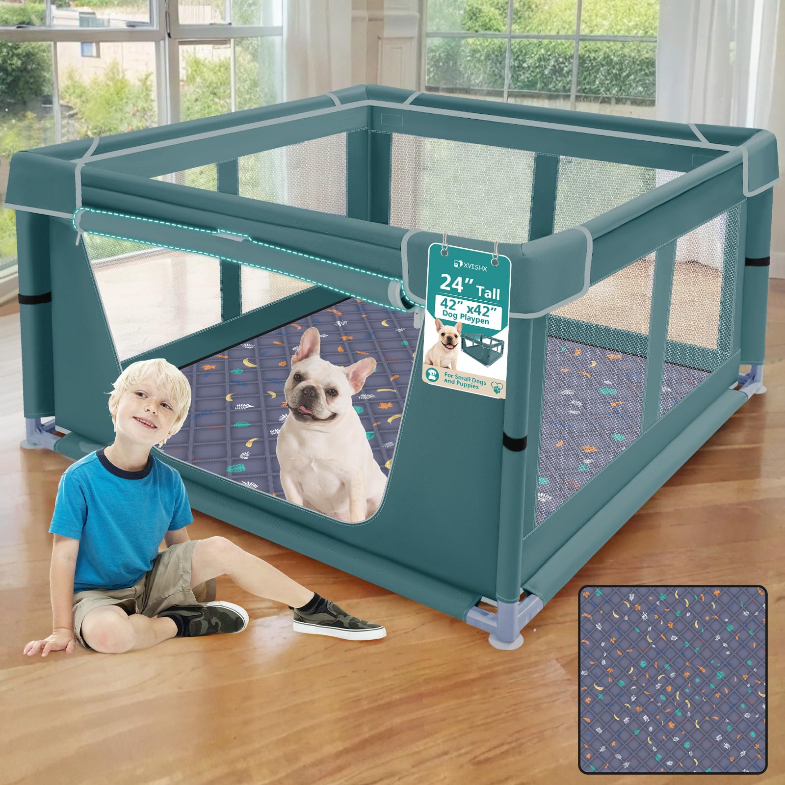 Photo 1 of XVISHX 42x42 Inches Pet Playpen for Indoor & Outdoor,