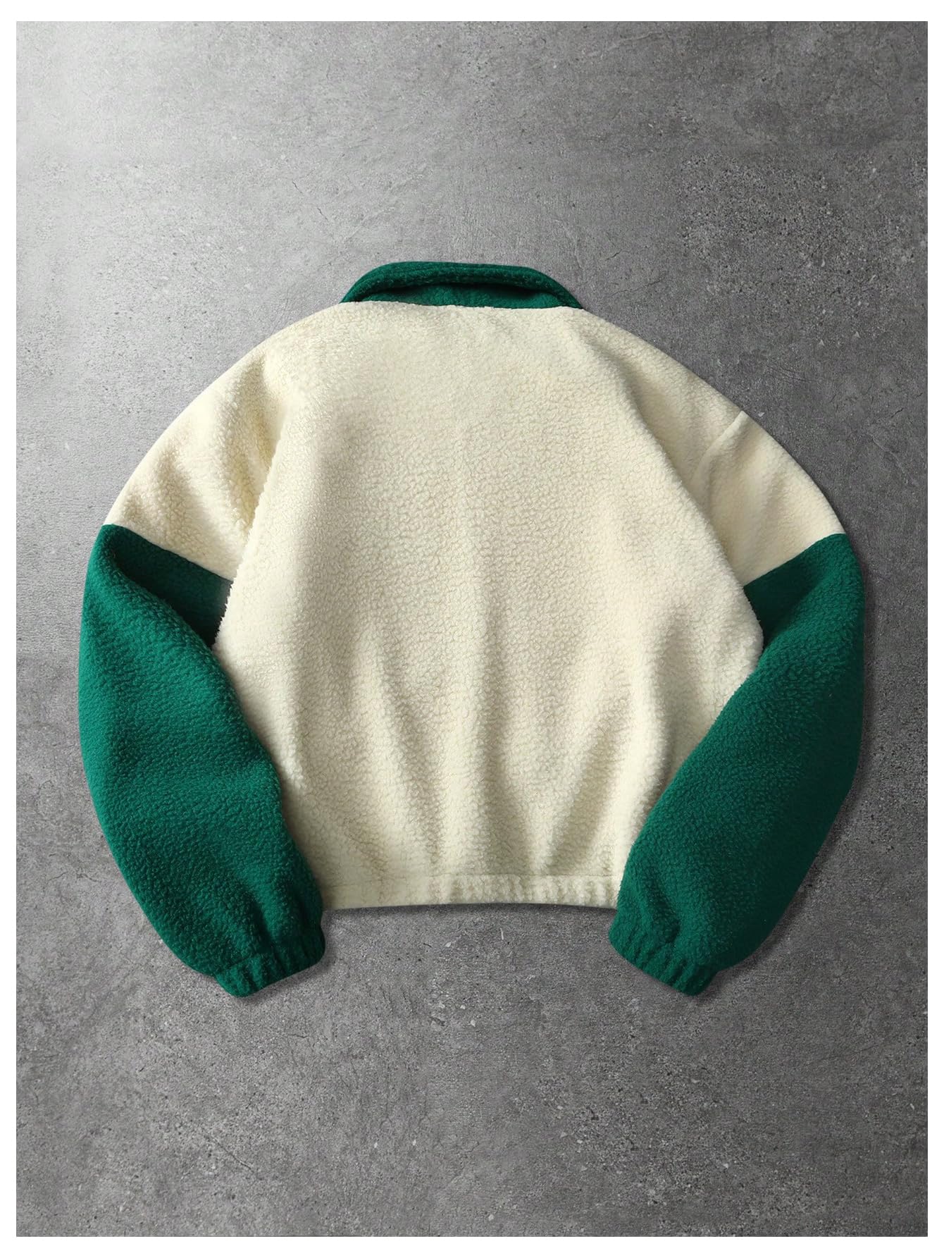 SOLY HUX Chaqueta de forro polar con bloque de color para hombre, con cremallera, manga larga, cálida, abrigo, abrigos de invierno, ropa de calle, Letra verde, Mediana 2