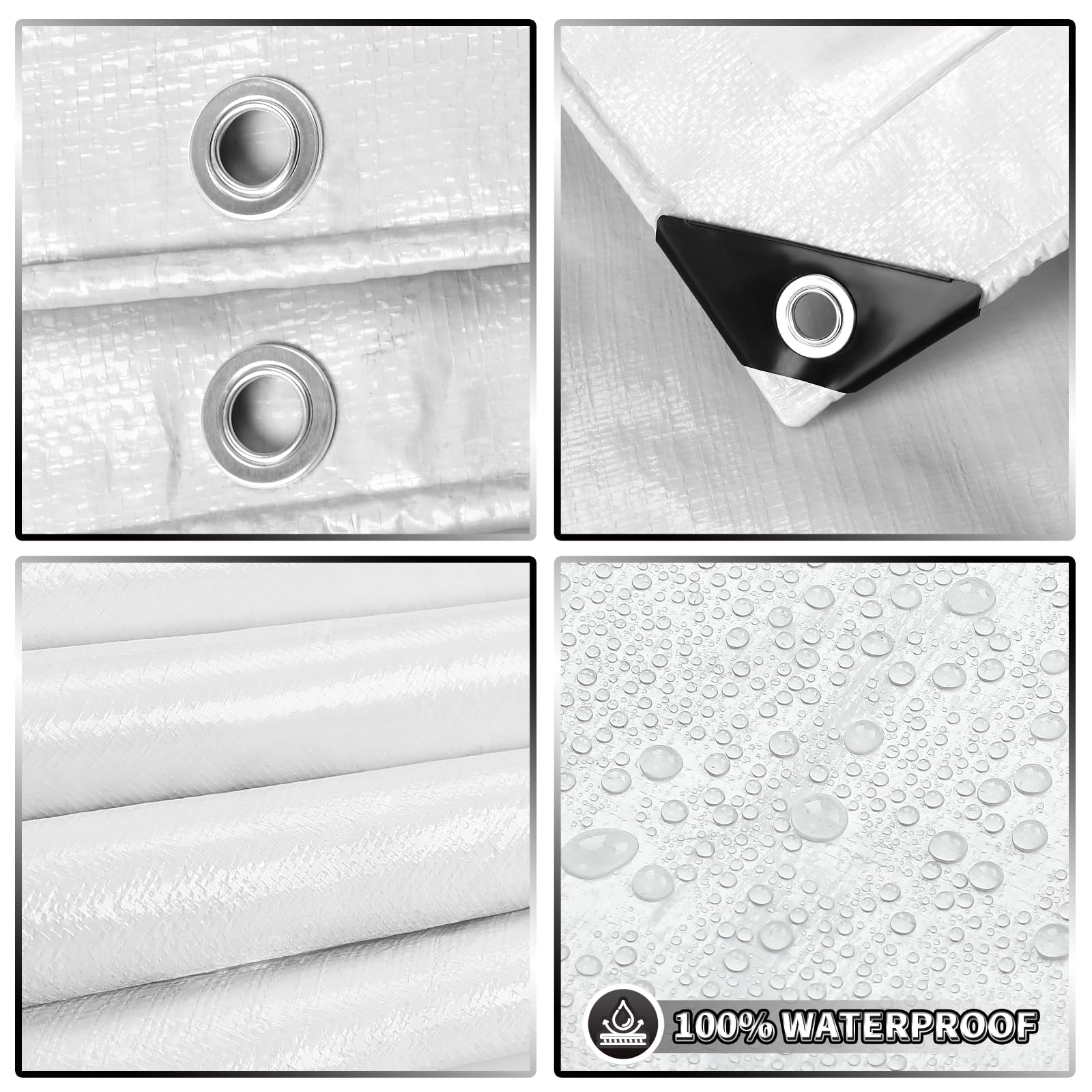 TA*RP YXCN 6x8 Foot Heavy Duty Tarp, 7 Mil Thick, Waterproof & UV Resistant With Metal Grommets (Blue/Silver)