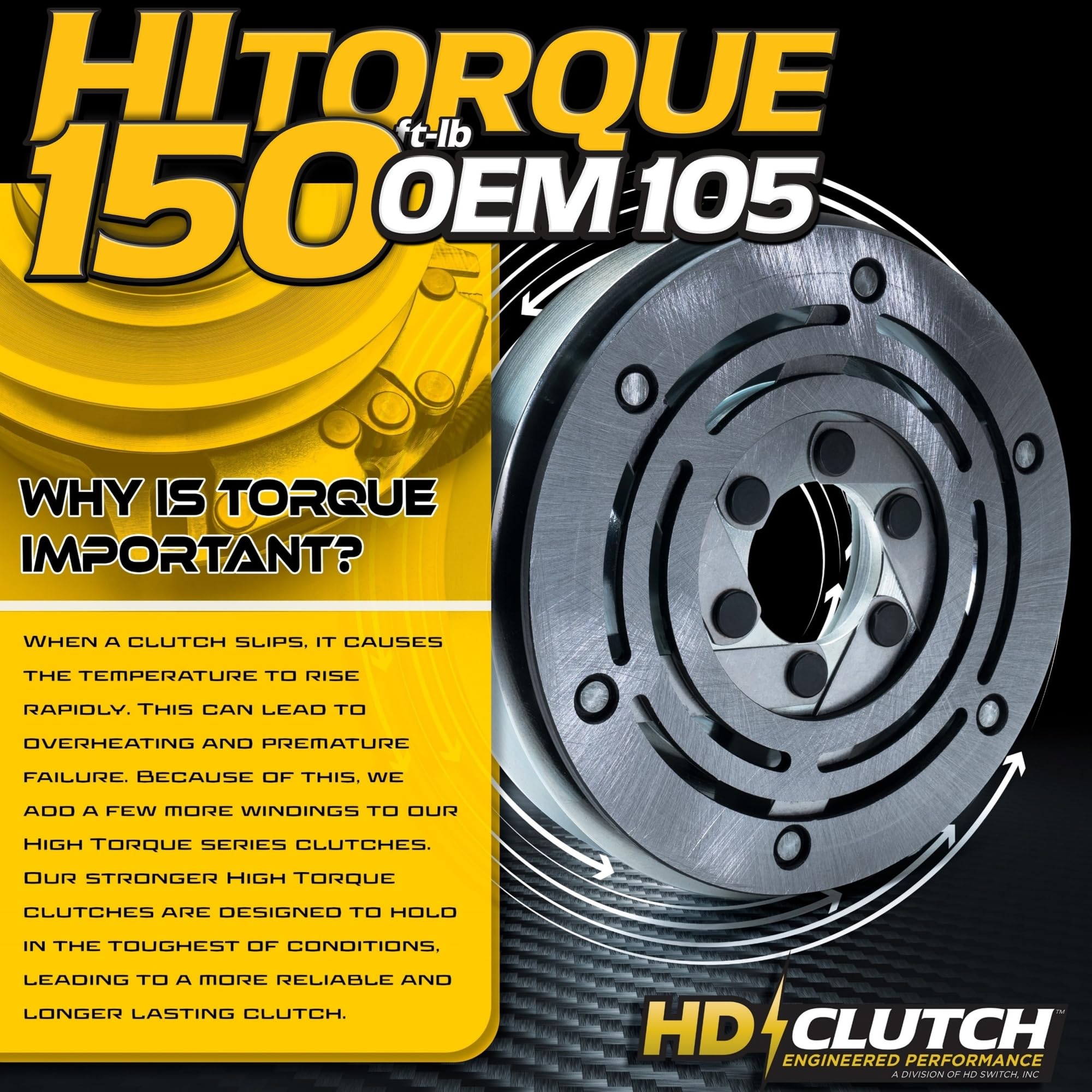 HD Switch HiTorque 150ftlb (OEM 105) BIGBearing Billet Pulley PTO Clutch AUC15791 5219-241 OEM Upgrade fits John Deere ZTrak Z335E Z345M Z345R Z355E Z355R Z365R Z375R w/Replaceable Bearing